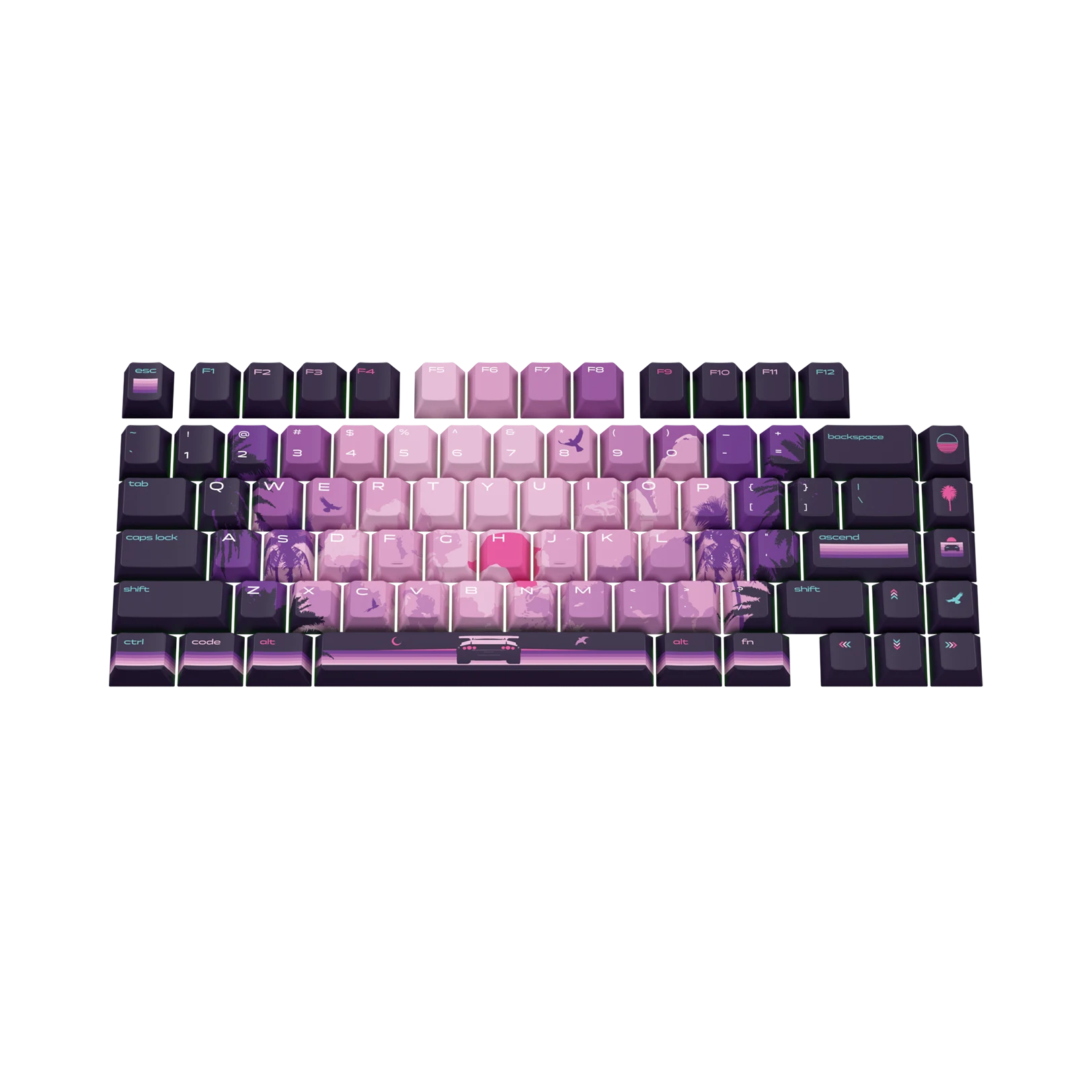 Limited Edition Synth Sunset Keycaps - Custom Mechanical Keyboard Keycaps for Gaming & Typing - Perfect for PC, Mac, and Laptop Keyboards