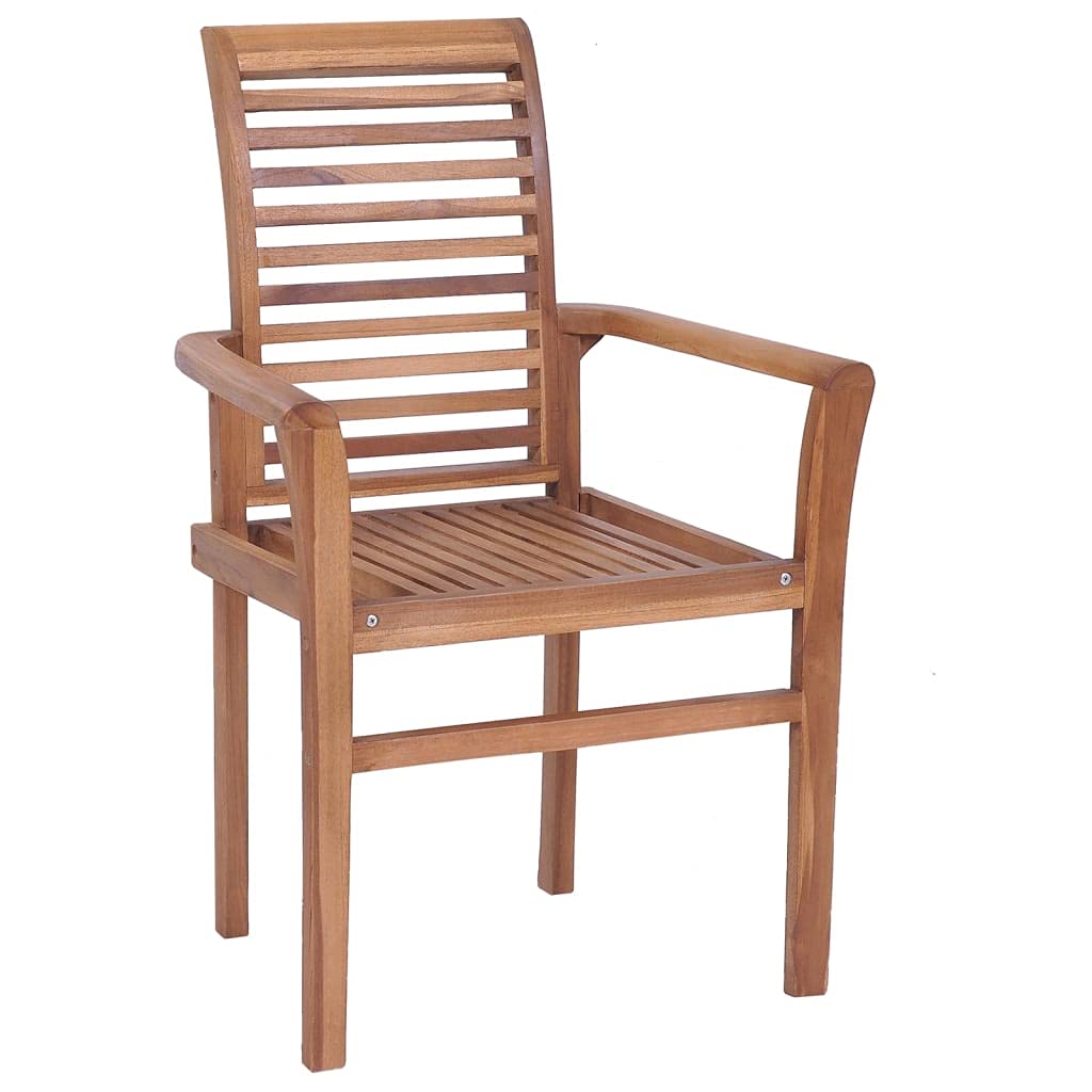 vidaXL 8-Piece Solid Teak Wood Stacking Dining Chairs | Retro Style Accent Chairs for Kitchen, Living Room, Bedroom & Outdoor Dining