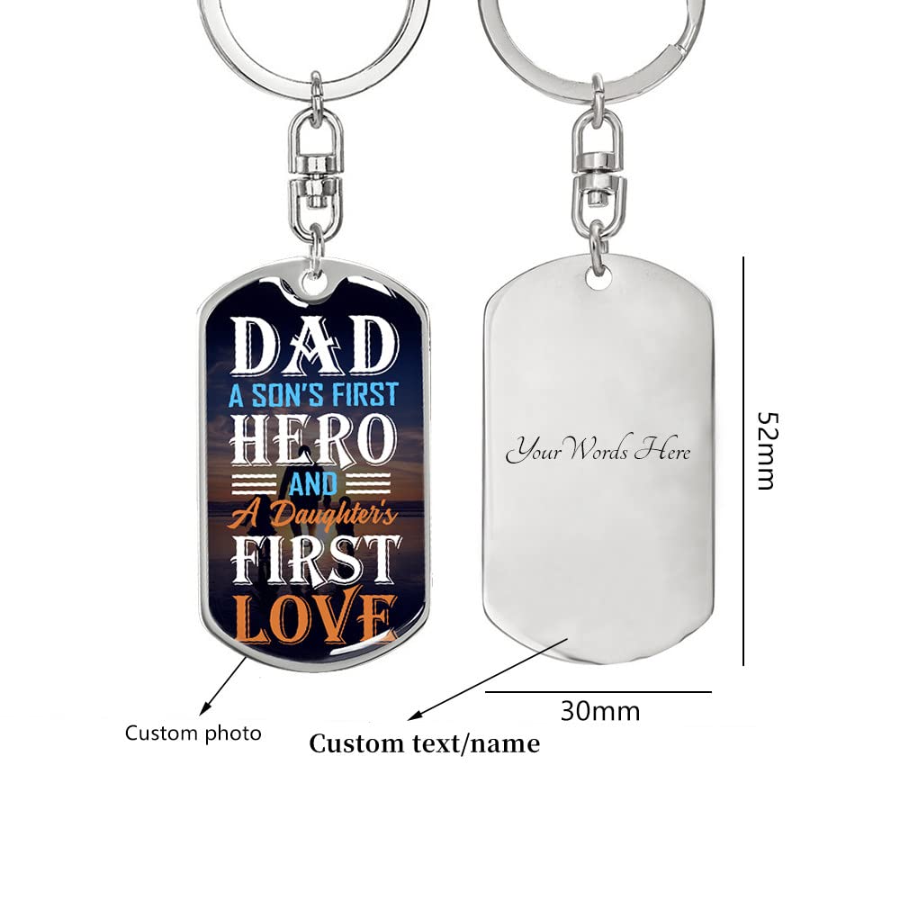 Personalized Father's Day Keychain for Dad - Custom Engraved Name, Text & Photo Gift from Daughter or Son - Perfect Birthday Present for Dad, Husband, Grandpa - Great for Key Rings, Wallets, Office & Everyday Carry