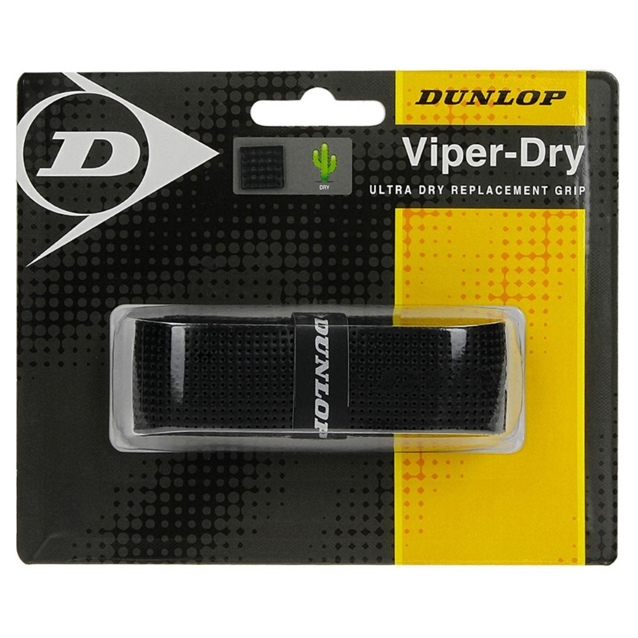 Dunlop Viper Dry Replacement Tennis Grip - Black | Non-Slip, Sweat-Absorbing | Perfect for Tennis, Squash & Racquetball Players