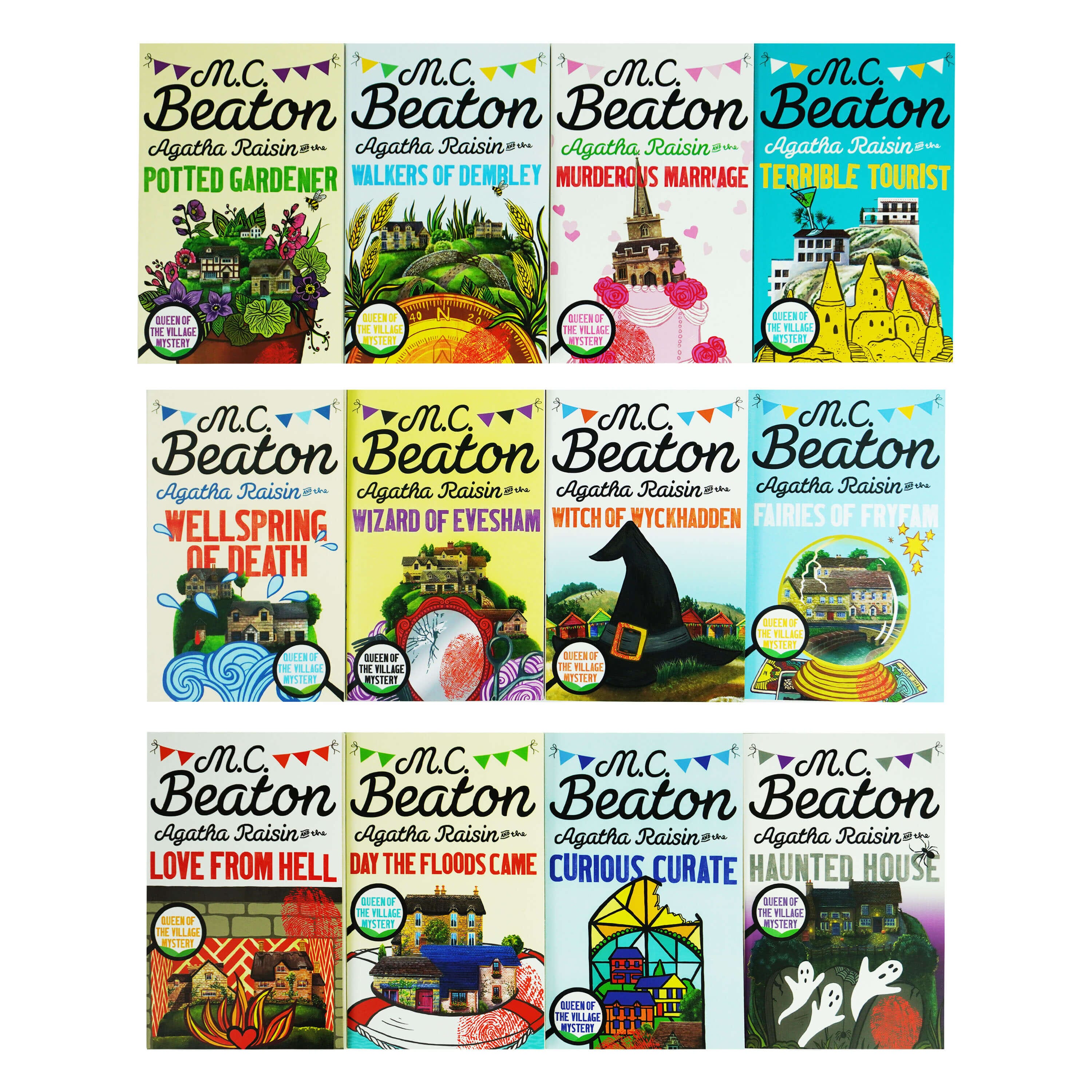 Agatha Raisin Mysteries Series by M.C. Beaton - 12 Book Collection Set | Cozy Mystery Fiction Paperback Books | Perfect for Book Clubs & Mystery Lovers