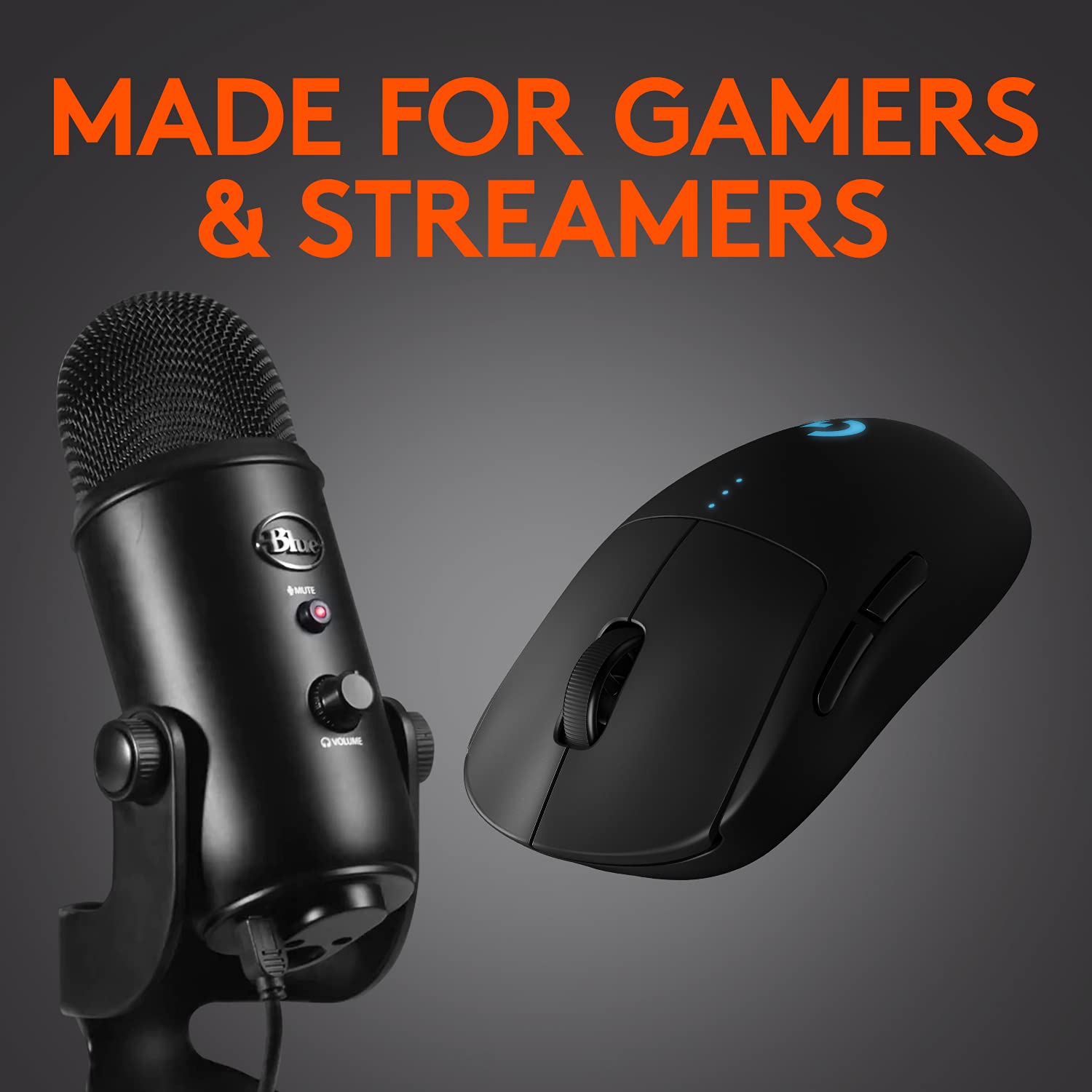 Logitech G Pro Wireless Gaming Mouse - Esports Performance, Blue Yeti USB Microphone with Blue VO!CE Effects (Blackout) - Perfect for Competitive Gaming, Streaming & Professional Esports