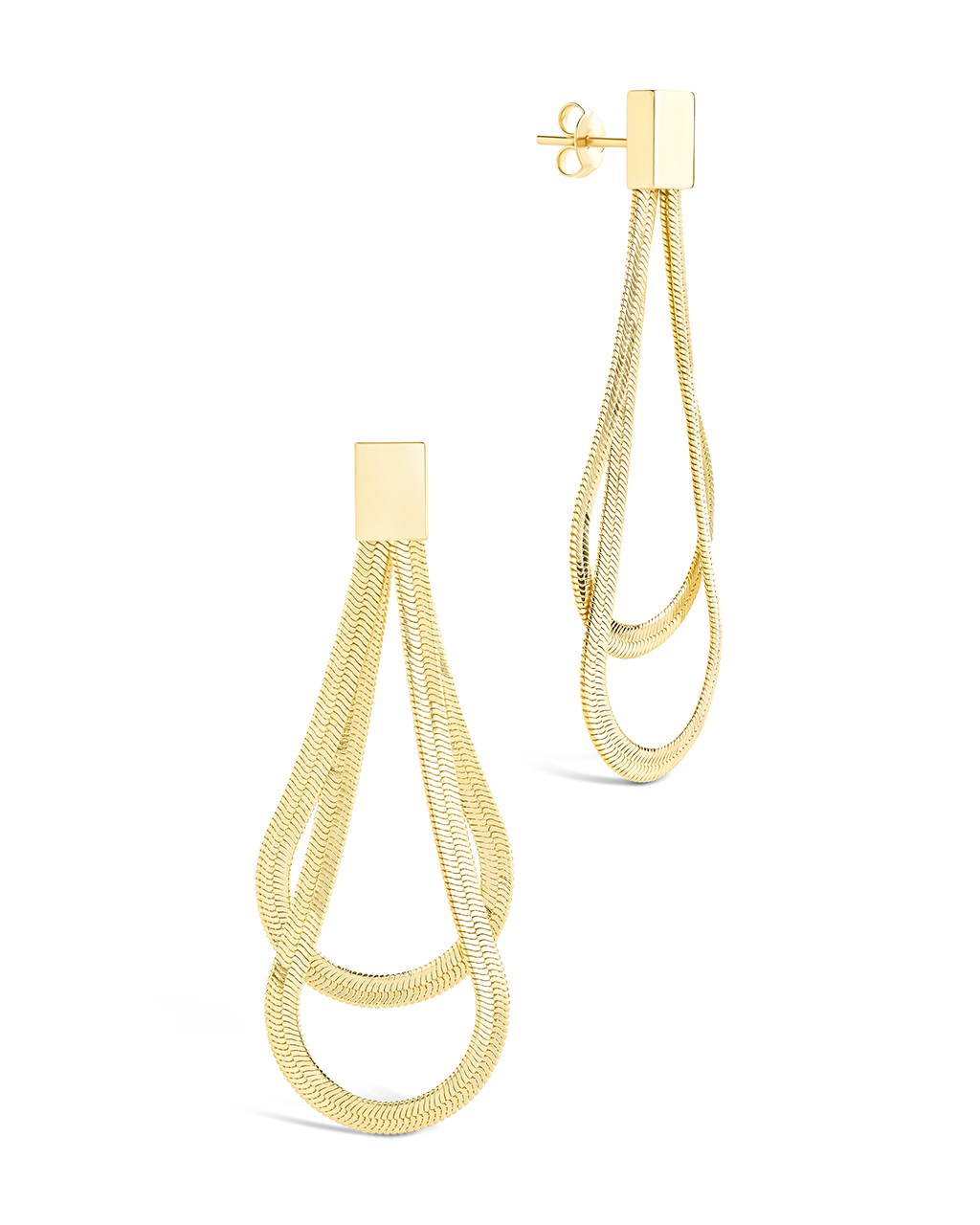 Elegant Misty Looped Herringbone Drop Stud Earrings for Women - Perfect for Date Night, Office Wear & Special Occasions