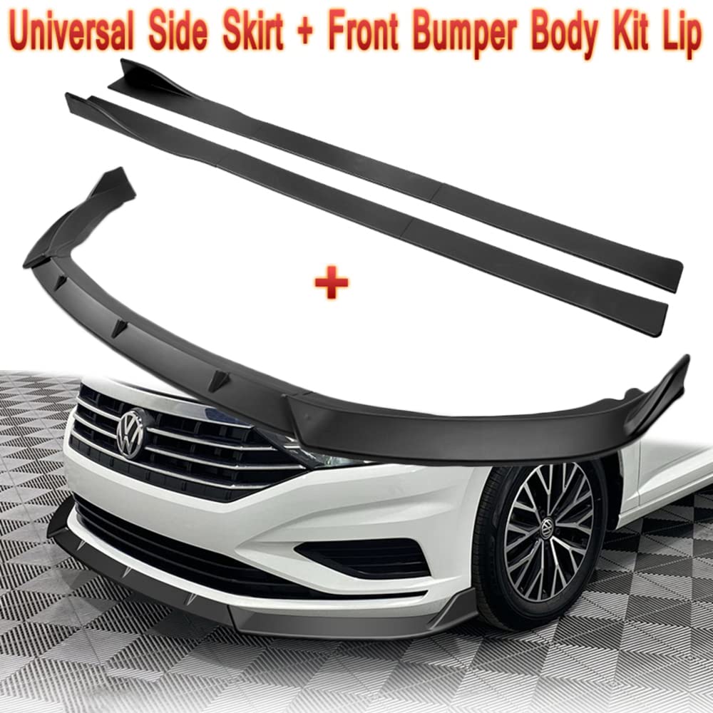 Q1-TECH 9-Piece Front Bumper Body Kit for Volkswagen Jetta (2019-2022) - Lip, Side Skirt Extensions & Diffuser Set - Unpainted Matte Black Front Spoiler & Air Chin Splitter - Aggressive Styling Upgrade for Street & Track Performance