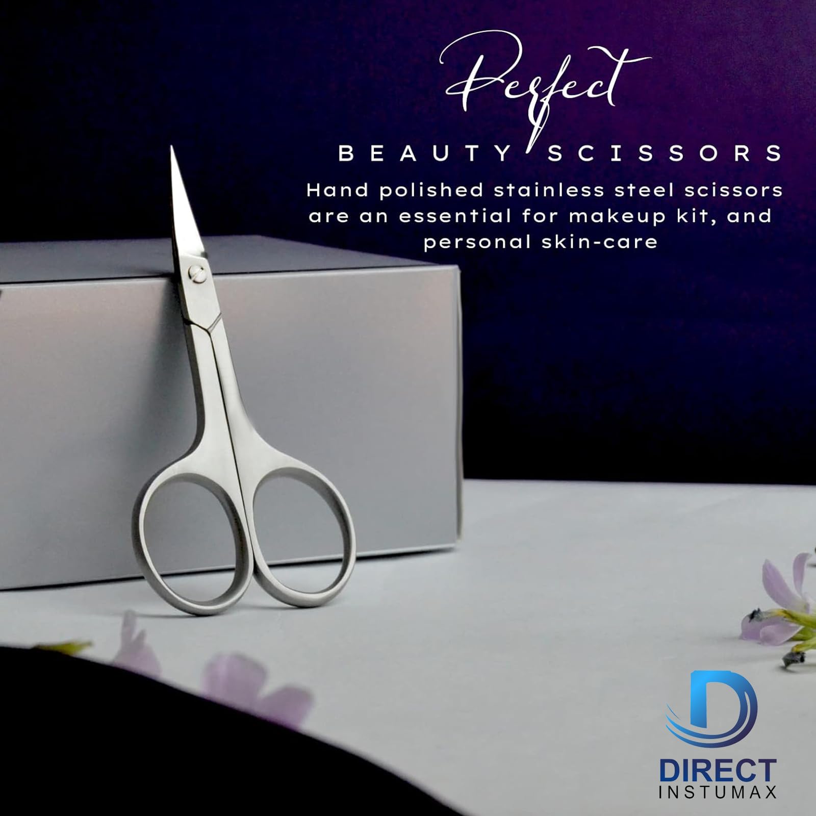 Premium Stainless Steel Multi-Purpose Cuticle & Eyebrow Scissors - Curved Blade Manicure Tool for Women, Facial Hair & Eyelash Trimming | Perfect for Salon, Home Grooming & Travel Beauty Kit (Silver)