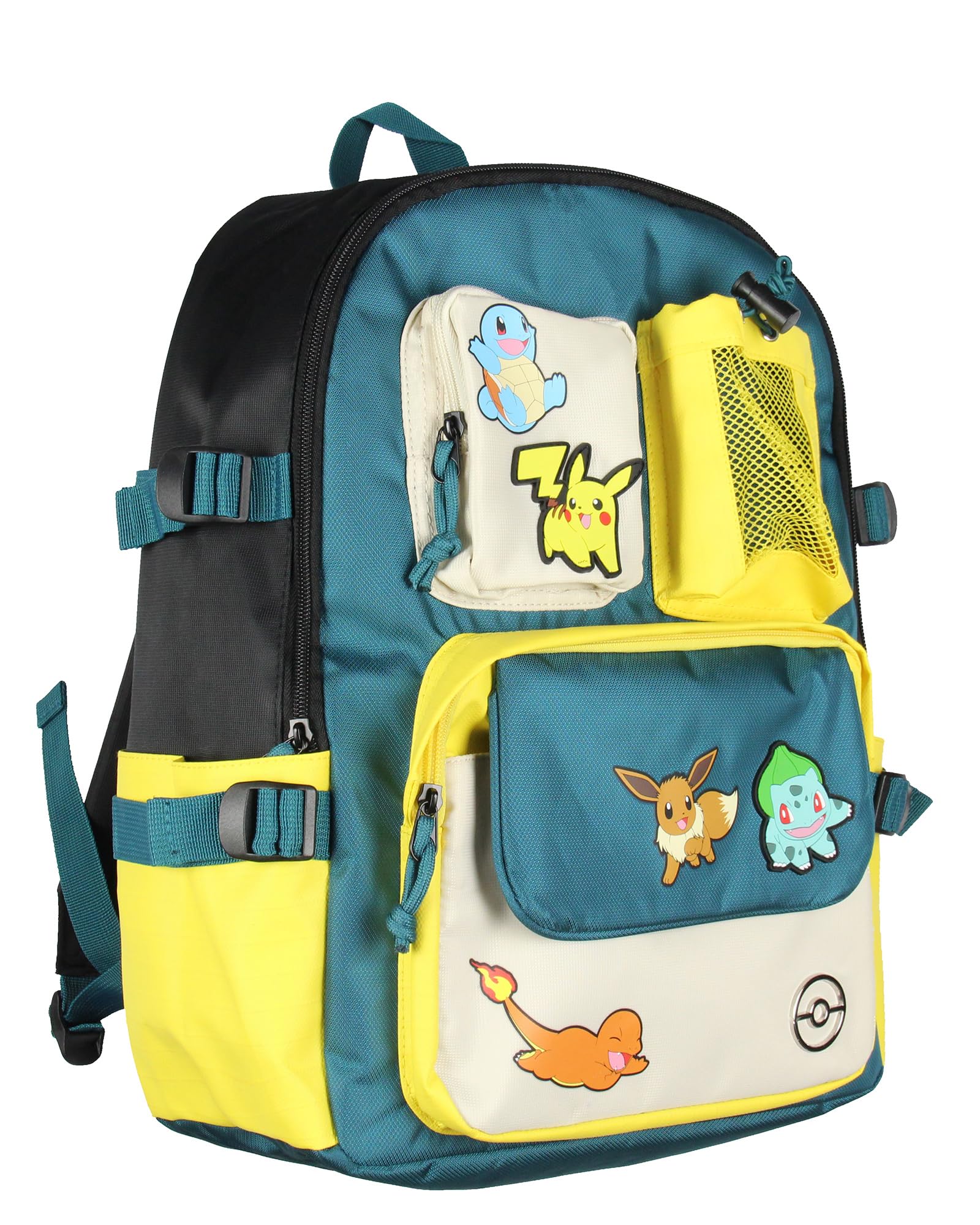 Pokemon 16-Inch Backpack with Pikachu, Eevee, Charmander, Squirtle & Bulbasaur - Durable Travel Laptop Backpack for School, Work & Gaming | Perfect for Cosplay, Anime Conventions & Pokemon Fans