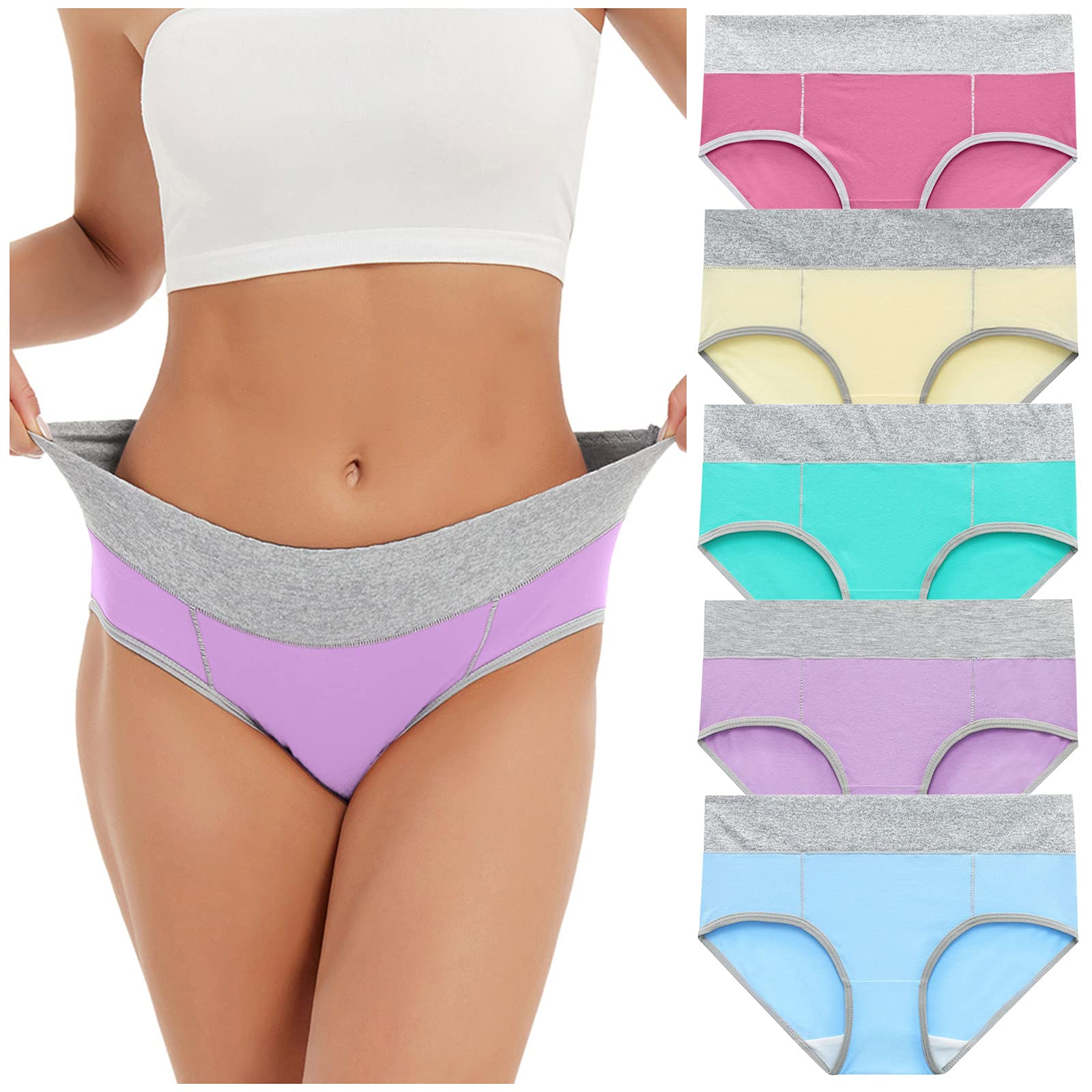 Women's 5-Pack Cotton Underwear - Soft, Breathable Full Coverage Briefs for Everyday Comfort | Perfect for Work, Yoga & Sleep