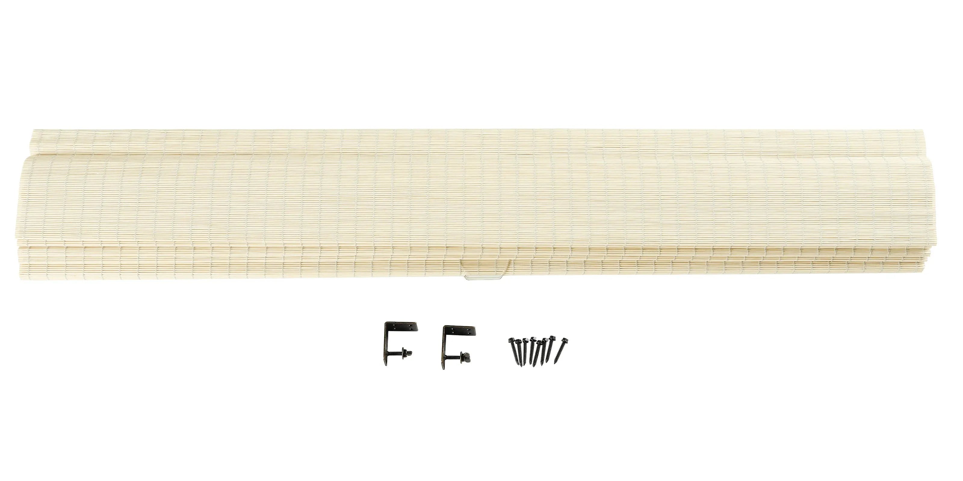 Sybil Bamboo Roman Shade - Ivory White Window Treatment for Living Room & Bedroom | Natural Light Filtering & Privacy