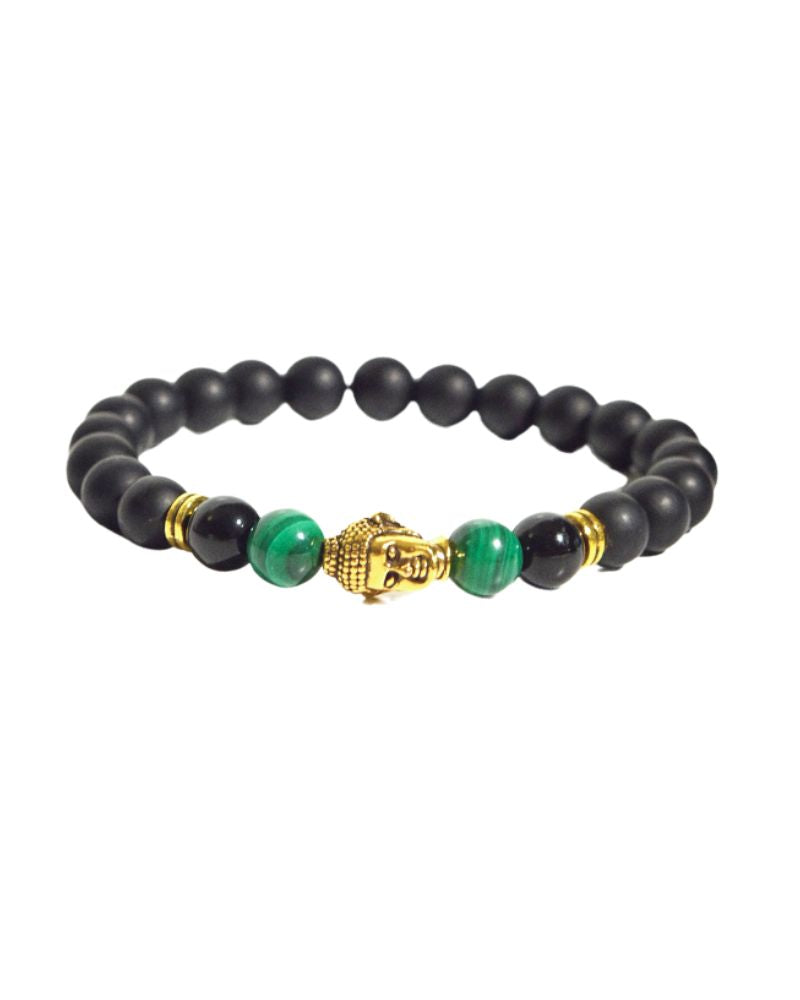 Buddha Stone with Malachite and Obsidian - Spiritual Healing Crystal for Meditation, Yoga & Home Decor