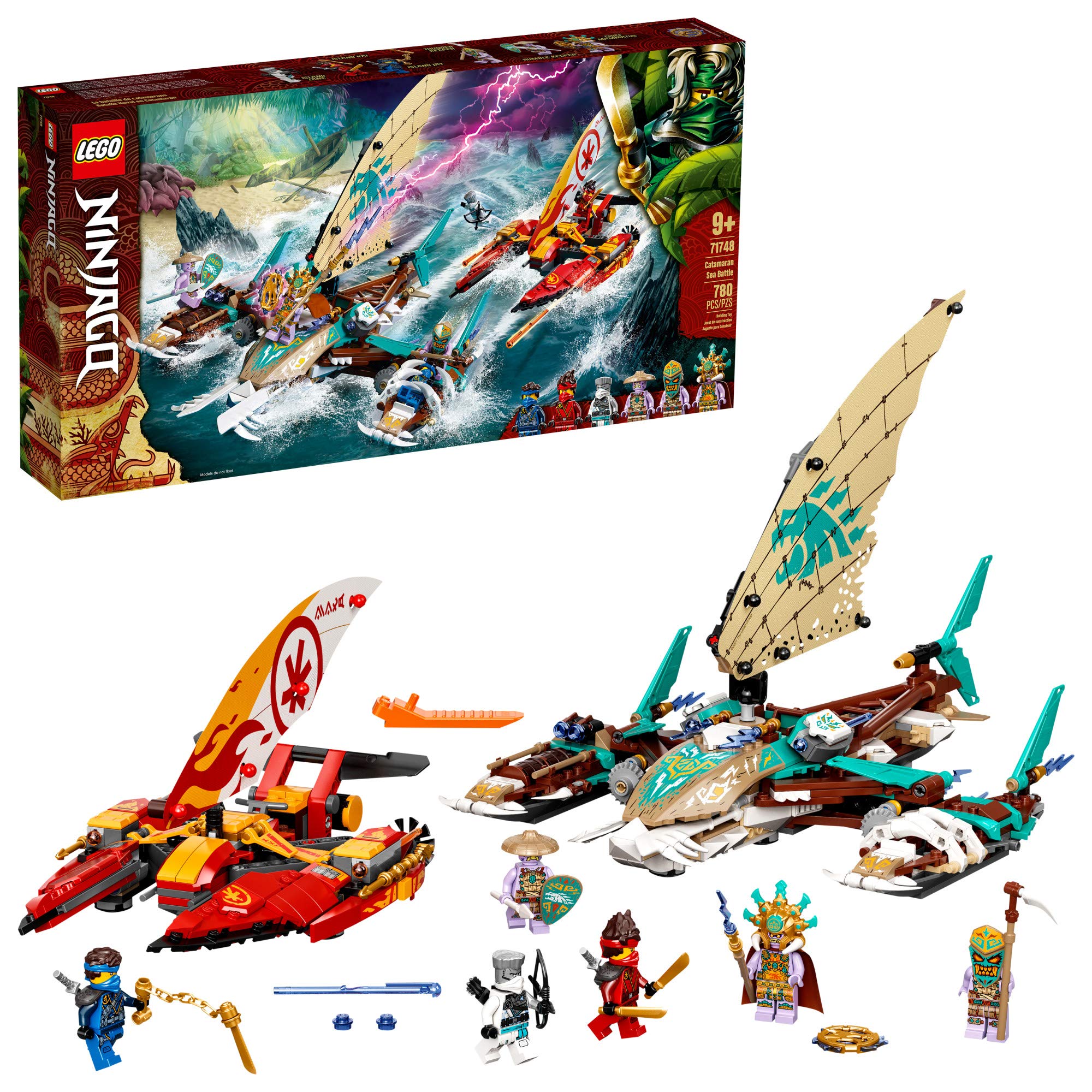 LEGO NINJAGO Catamaran Sea Battle 71748 Building Kit - 780-Piece Ninja Playset with Catamaran Boat, Kai, Jay & Zane Minifigures | Creative Construction Toy for Kids Ages 8+ | Perfect Birthday Gift & Role Play Adventure for NINJAGO Fans