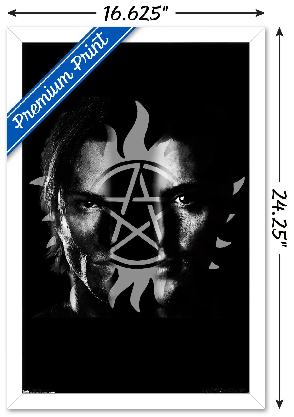 Supernatural TV Show Split Wall Poster - 14.725 x 22.375 Inches, White Framed Version - Perfect for Home Decor, Office, Dorm Room & Fan Collections