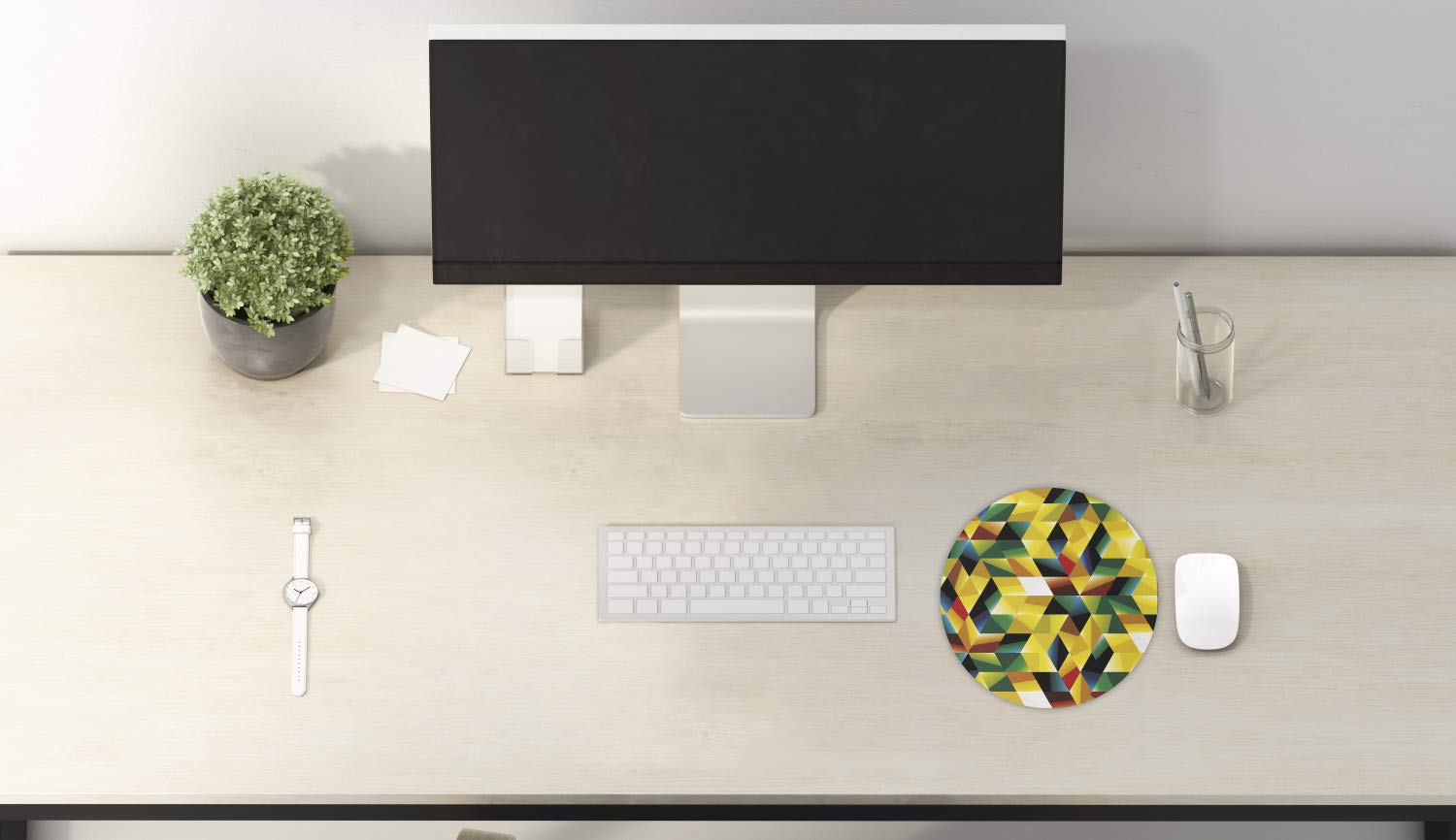 Ambesonne Modern Art Mouse Pad - Trippy Geometric Abstract Design, Non-Slip Thick Rubber Gaming Mousepad (8