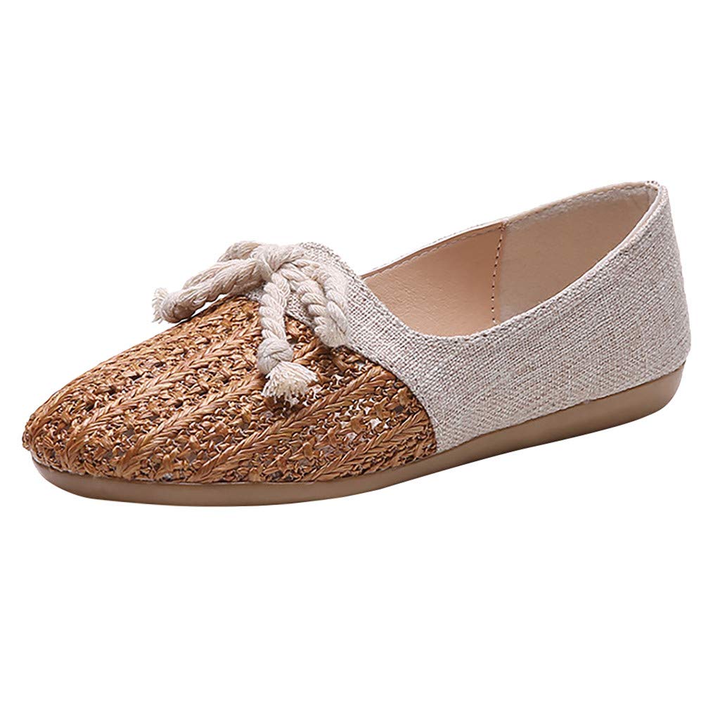 Women's Casual Knit Cane Flat Hollow Loafers - Breathable Canvas Sneakers for Women - Low Cut Fashion Flats | Perfect for Office, Walking & Daily Wear