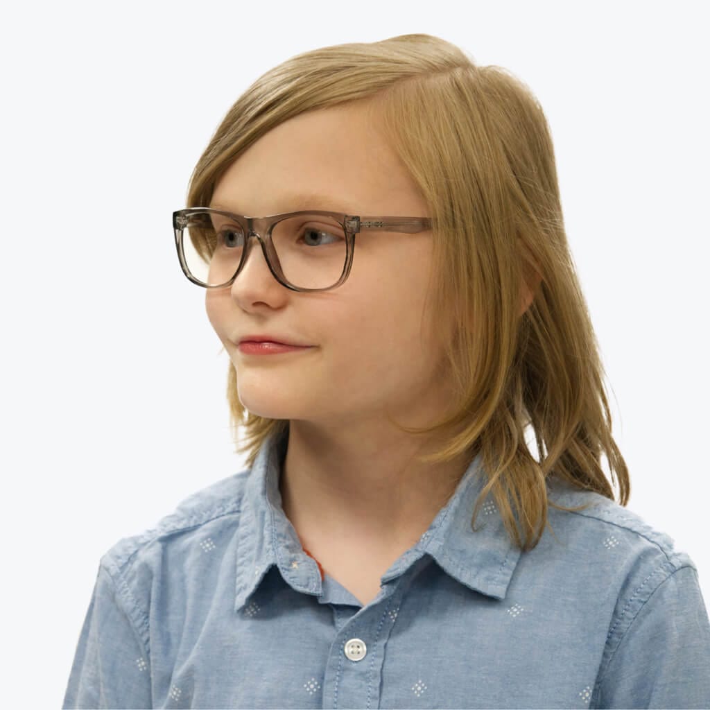 Blue Light Blocking Kids Computer Glasses for Screen Time - Pearl Grey Medium Frame - Reduce Eye Strain for Online Learning & Gaming
