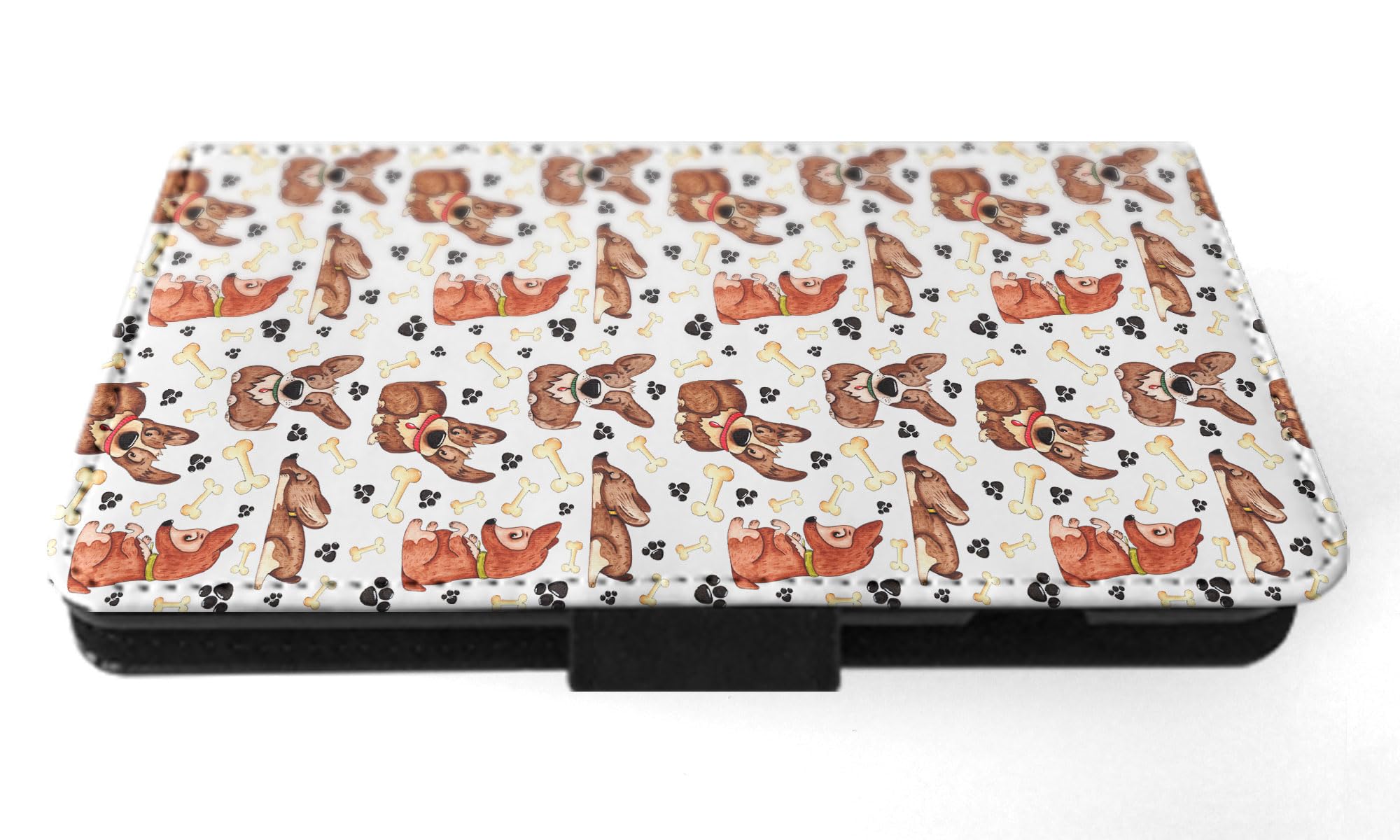 Watercolor Dog Bones PAW Pattern Flip Wallet Phone Case for Apple iPhone 15 Plus - Stylish Protective Cover for Everyday Use, Travel & Outdoors
