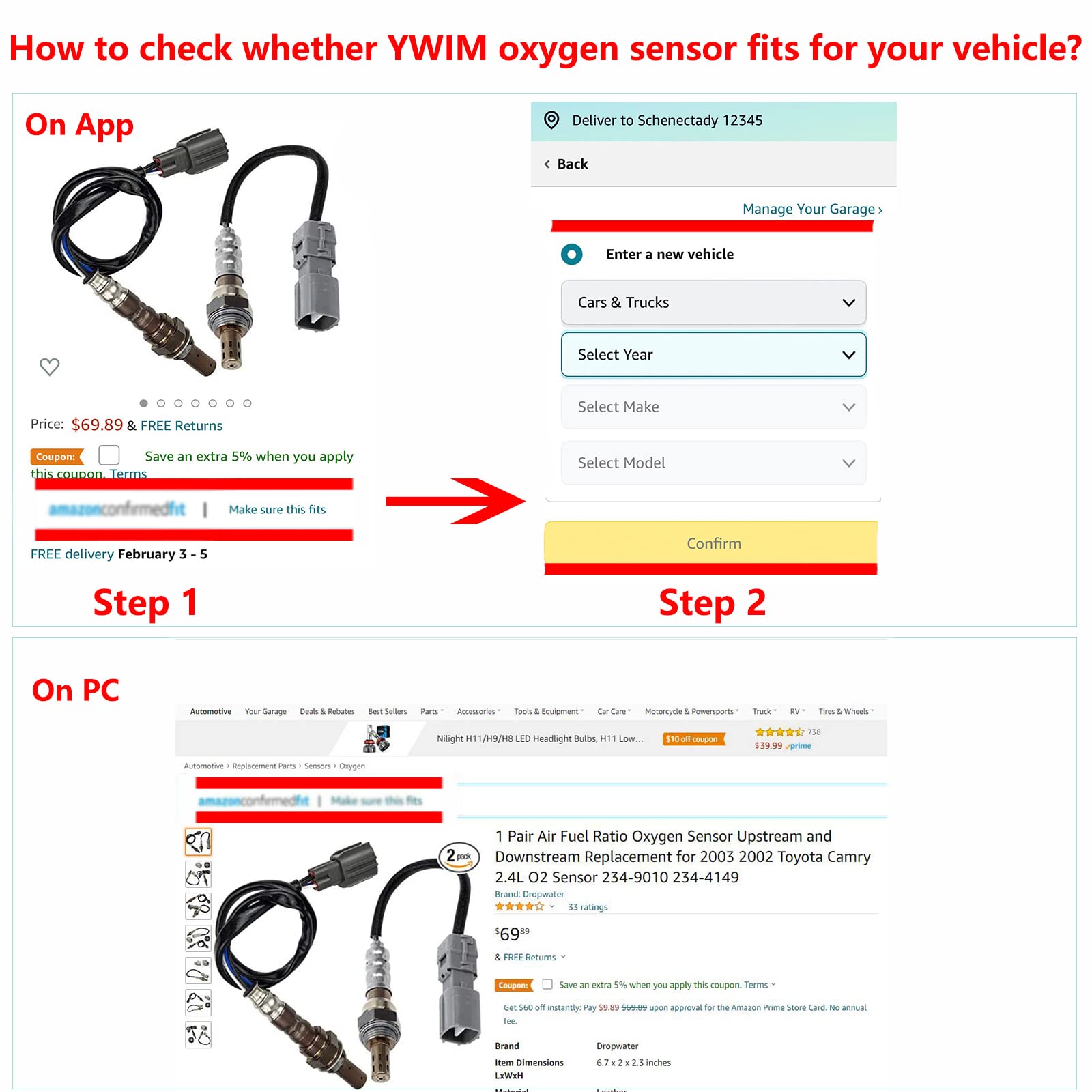 Oxygen Sensor Set for Lexus LS430 2001-2006 & SC430 2002-2005 - 4pcs Front & Rear O2 Sensors Compatible with V8 4.3L Engine - Improve Fuel Efficiency & Reduce Emissions for Smoother Driving