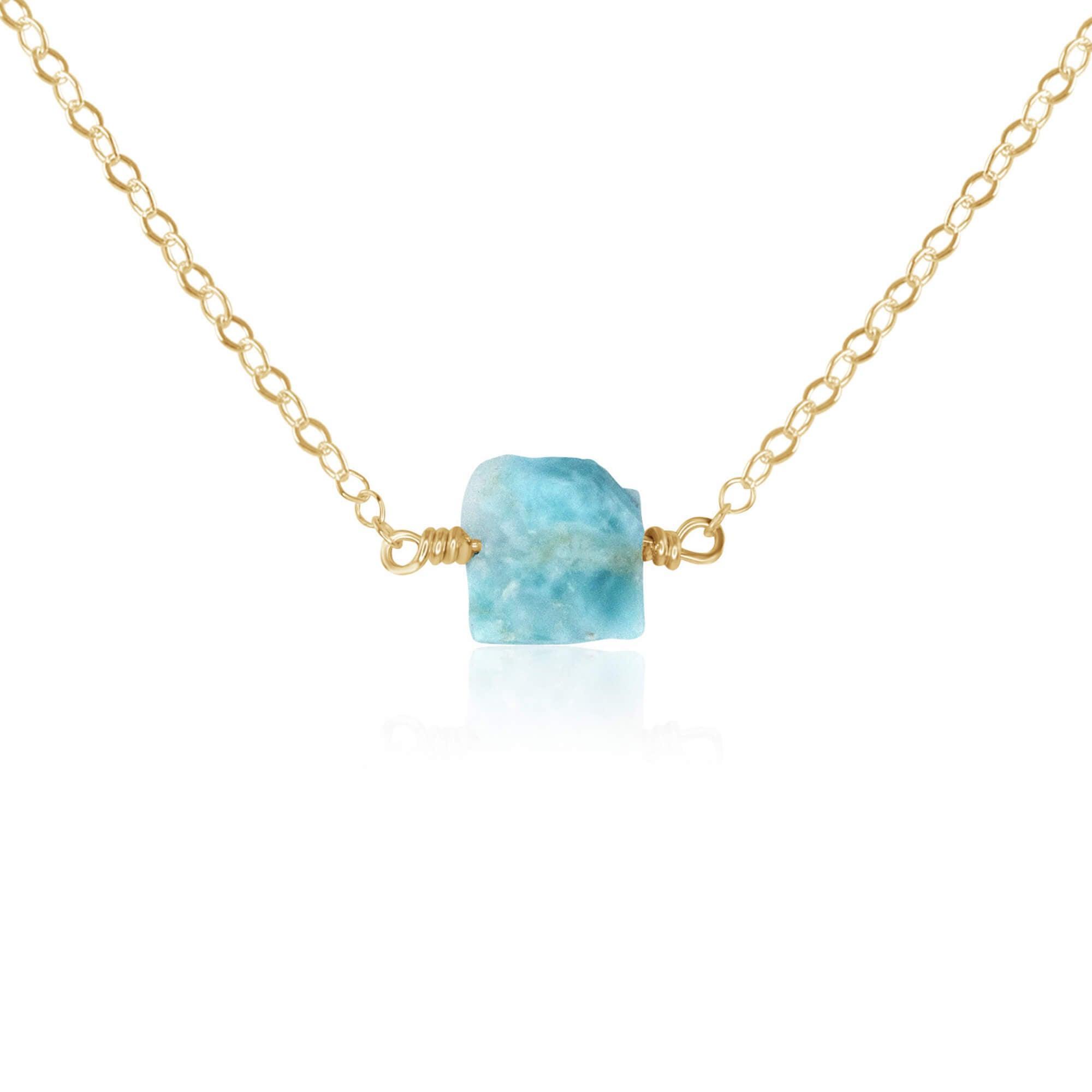 Raw Larimar Crystal Pendant Necklace - Natural Blue Gemstone Jewelry for Women - Perfect for Boho Style & Beach Outfits