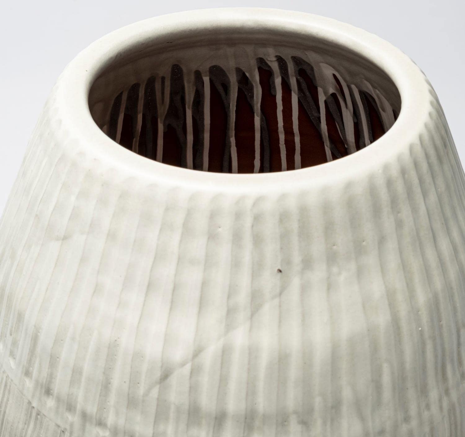 Mercana Reyan Small Pearl White Ceramic Striped Vase - Elegant Home Decor for Living Room, Dining Table, Wedding Centerpiece & Office Desk Accessories