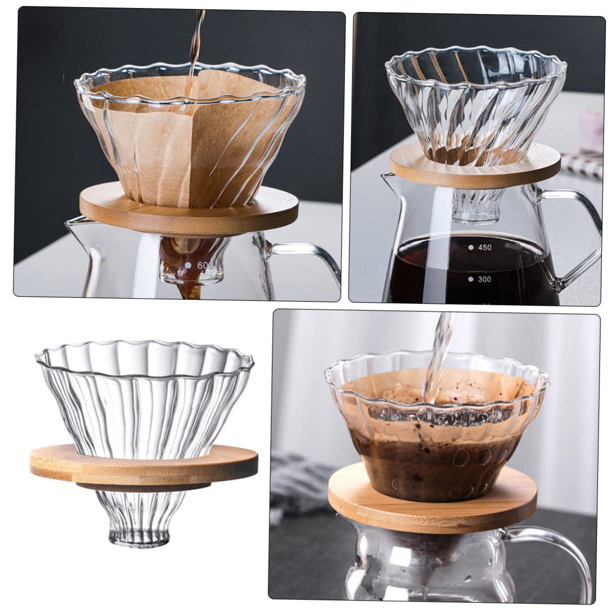 Glass Pour Over Coffee Maker Set - Dripper & Mug for Home Brewing