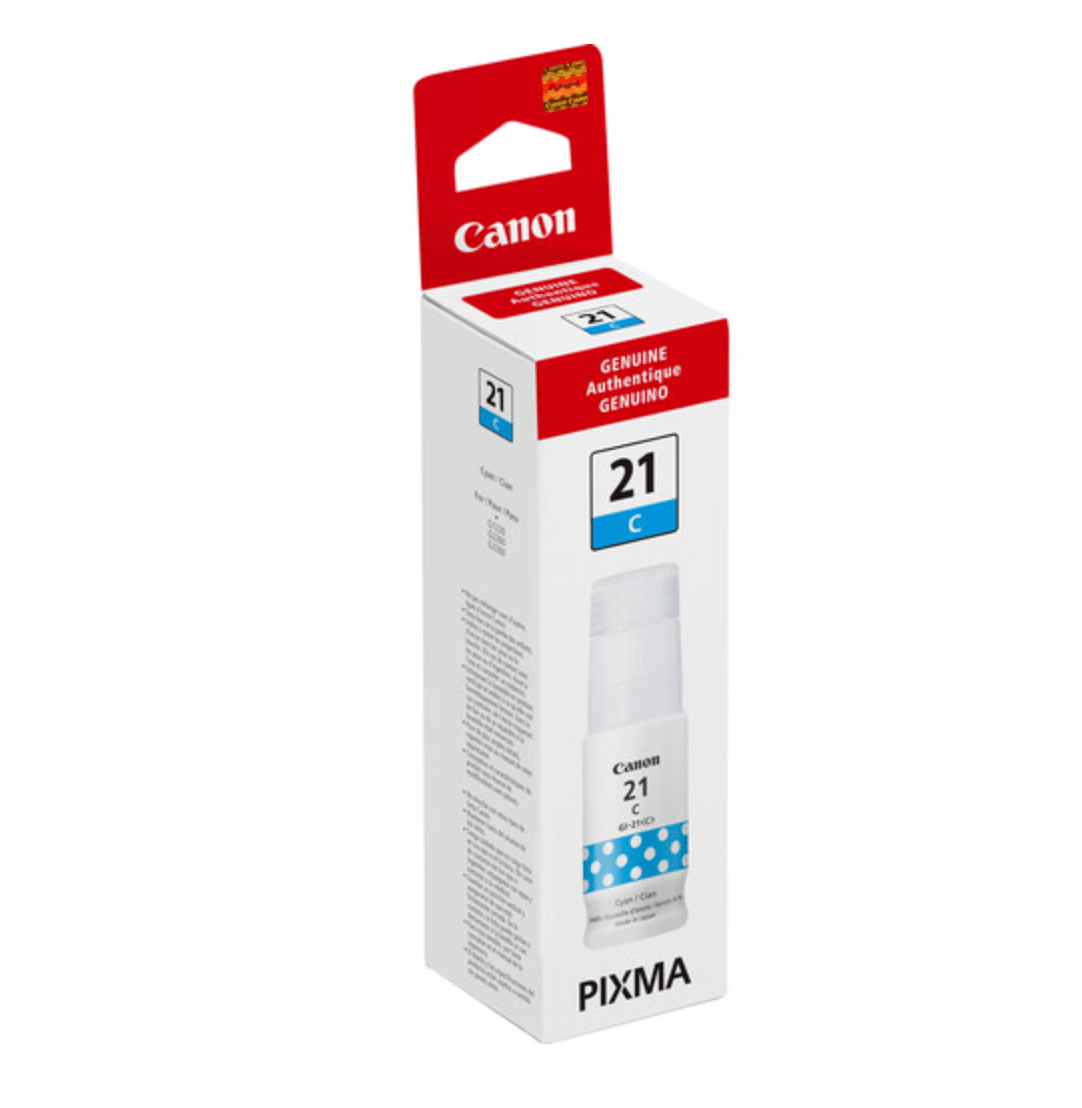 Canon GI 21 Cyan Ink Bottle (70mL) - High-Quality Printer Ink for Canon Printers | Perfect for Office, Home & Professional Printing Needs