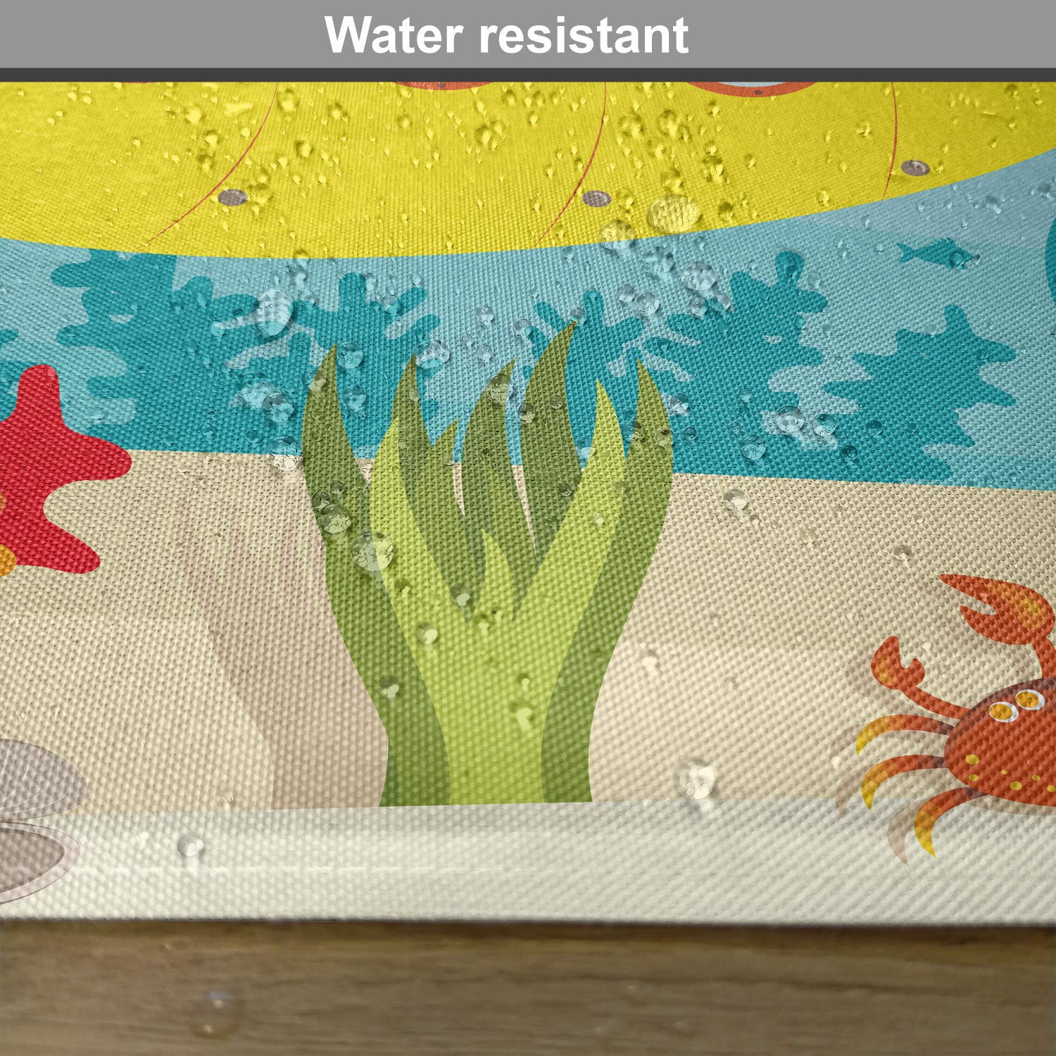 Ambesonne Yellow Submarine Place Mats Set of 4 - Waterproof Washable Fabric Dining Mats with Sea Life Theme (Submarine, Fish & Crab Illustration) for Kitchen Table Decor in Yellow & Pale Blue - Perfect for Beach Themed Parties & Nautical Home Decor