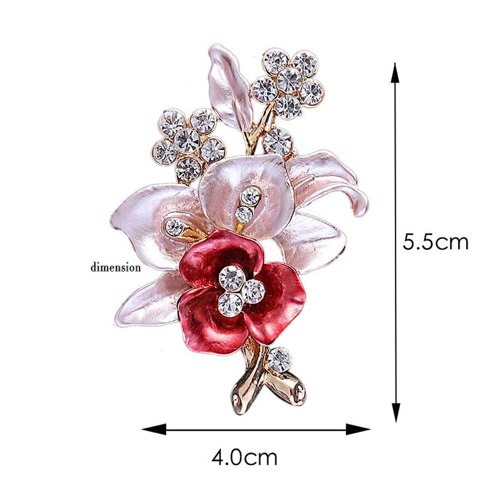 Elegant Crystal Rhinestone Rose Flower Brooch Pin for Women - Rose Gold Fashion Jewelry Gift for Girls, Perfect for Weddings, Parties & Special Occasions