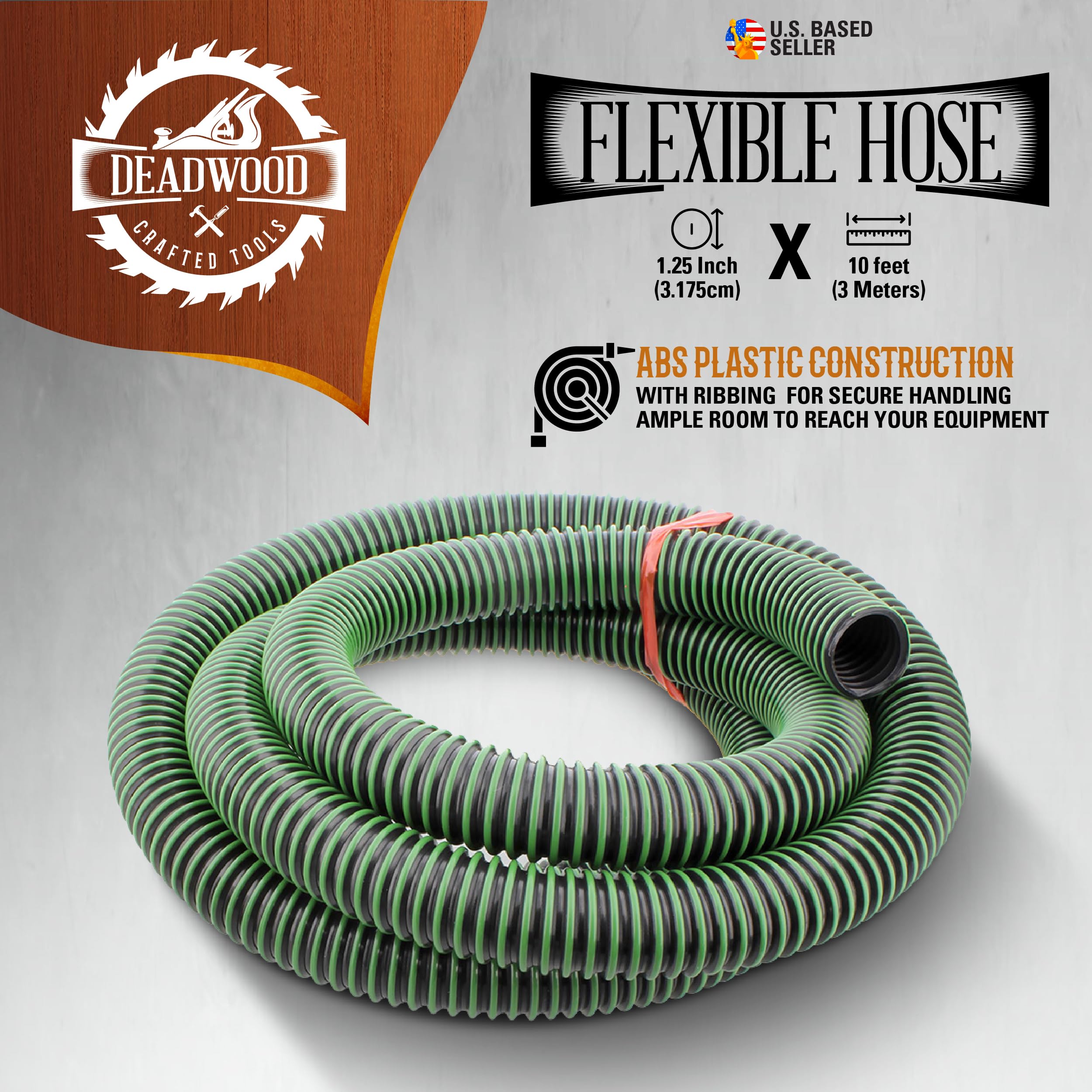DCT Dust Collector Accessories Kit – 1.25in x 10ft Vacuum Hose with Dust Collection Fittings & Reducer for Woodworking, CNC Machines, and Workshop Cleanup
