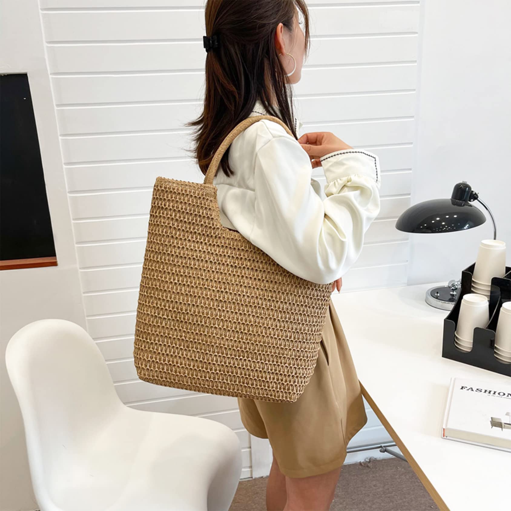 Women's Straw Woven Beach Bag - Summer Vacation Handbag for Women - Boho Straw Purse for Beach, Pool, Picnic & Outdoor Activities