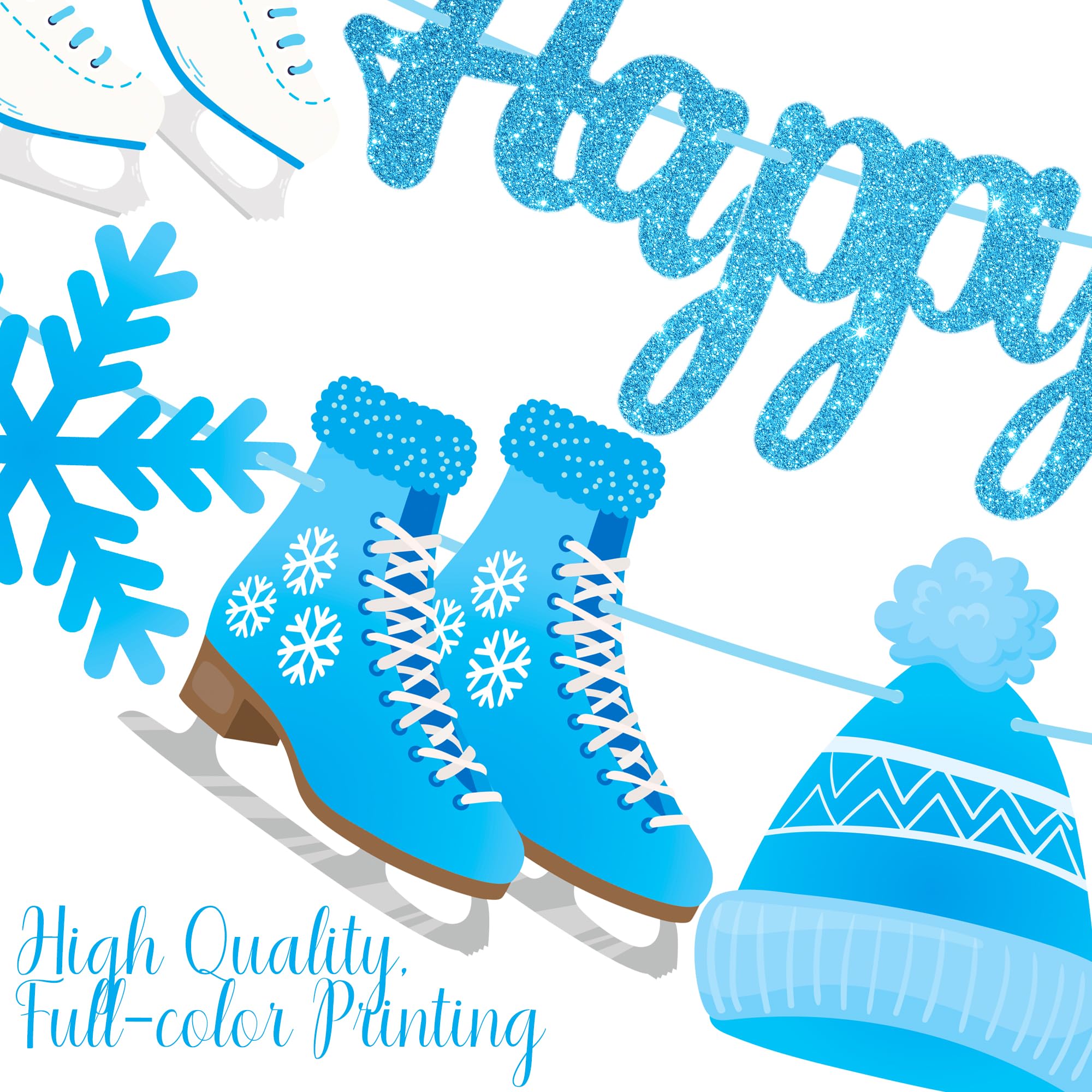 Light Blue Glitter Snowflake Birthday Banner - Winter Wonderland Party Decorations for Girls, Ice Skating Theme Party Supplies | Perfect for Winter Birthday Decor, Christmas Celebrations & Frozen-Themed Events