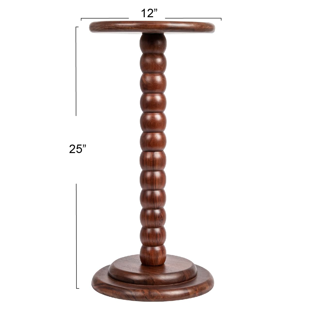 Creative Co-Op Stacked Pedestal Cocktail Side Table - Dark Chestnut Finish - Modern End Table for Living Room, Bedroom & Small Spaces - Perfect for Drinks, Books & Decor