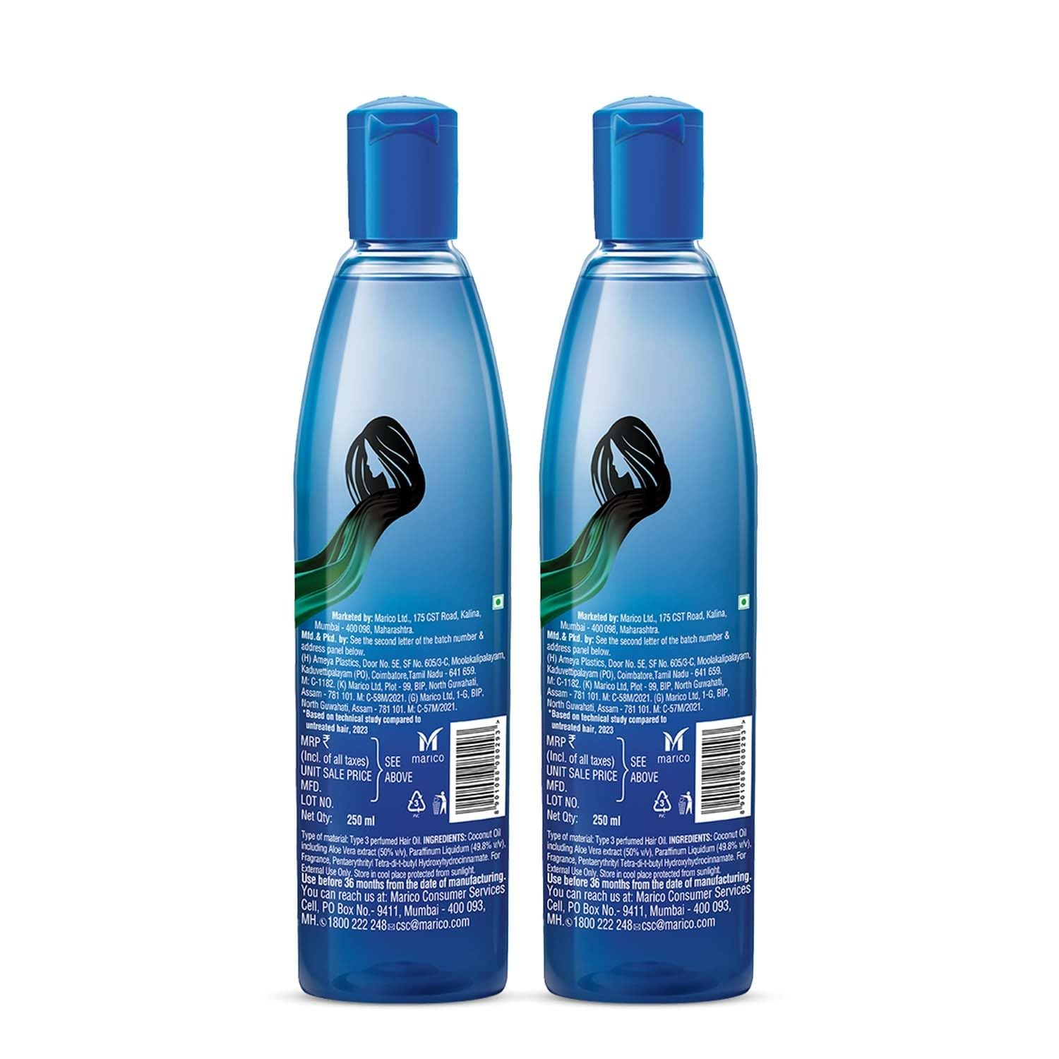 Parachute Advanced Aloe Vera Enriched Coconut Hair Oil - 5X Aloe Vera with Coconut Oil for Super Soft Hair - 250ml (Pack of 2) - Perfect for Dry, Damaged Hair & Scalp Nourishment - Daily Hair Care & Styling Essential