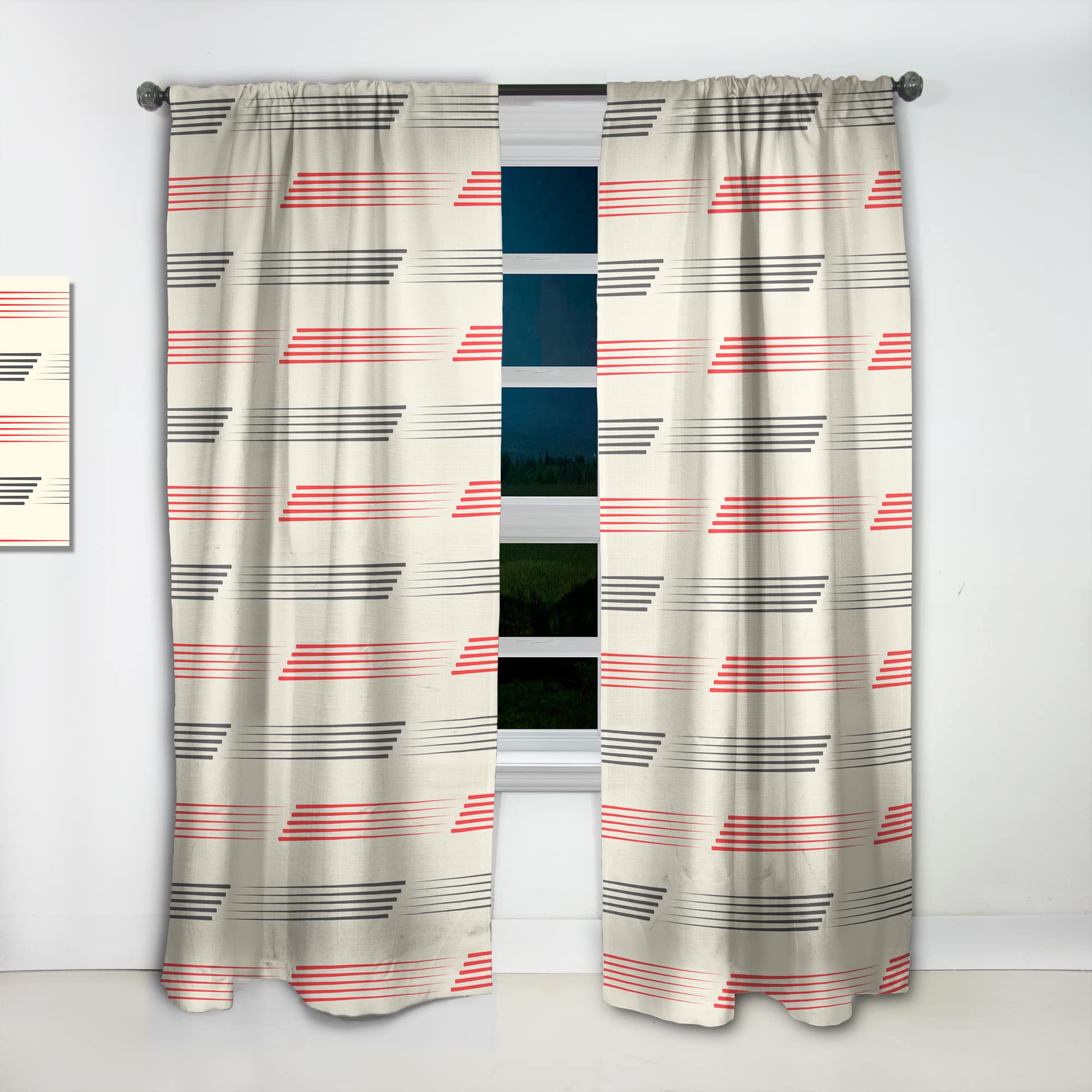 DesignQ Retro Geometric Pattern Thermal Insulated Curtains - Single Panel 52x90 Inches - Blackout Drapes for Bedroom & Living Room (Perfect for Home Decor, Noise Reduction & Energy Efficiency)