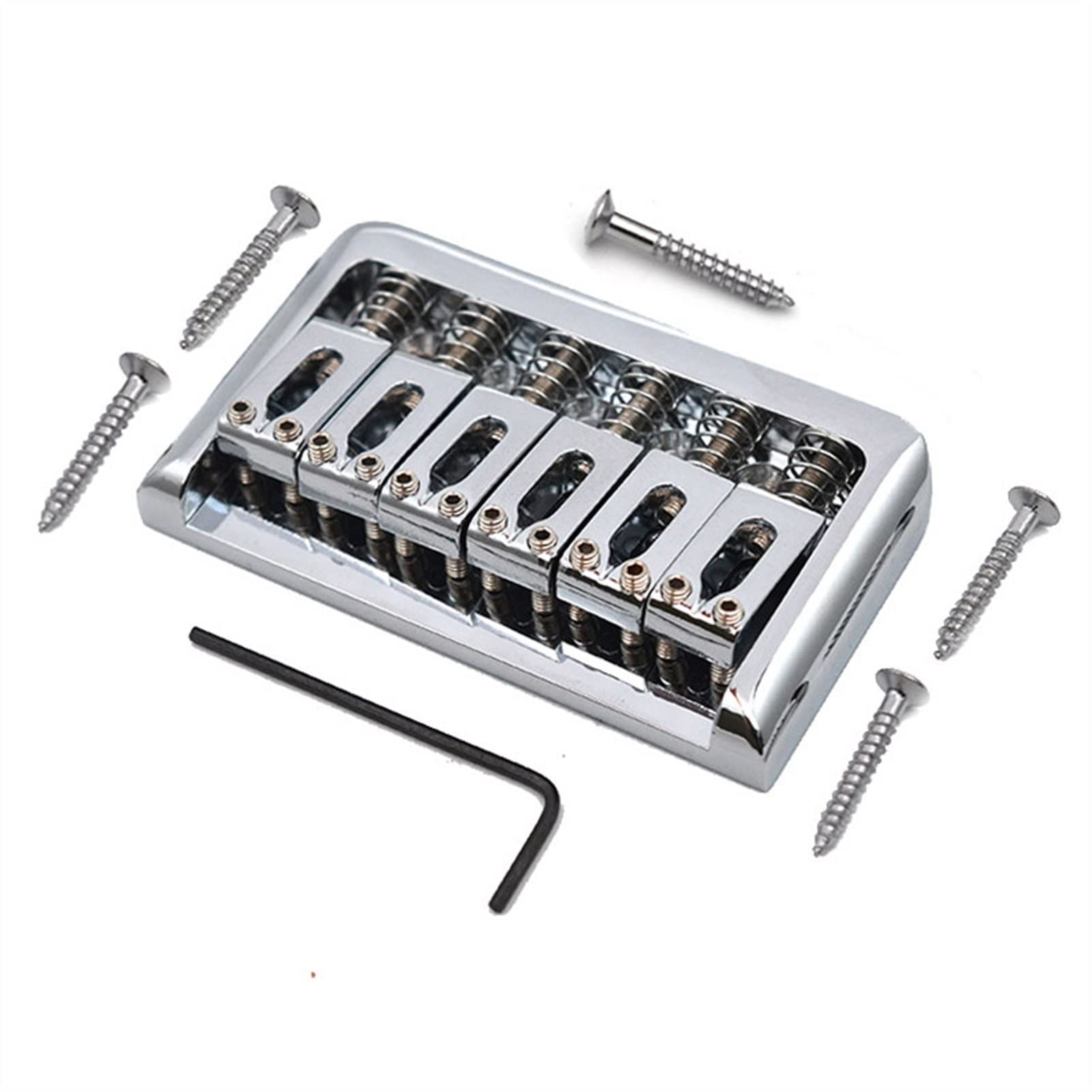 High-Quality 6-String Electric Guitar Bridge - String Through Body, Fixed Hard Tail (76.5x44.5mm) - Silver Finish | Perfect for Guitar Upgrades & DIY Repairs