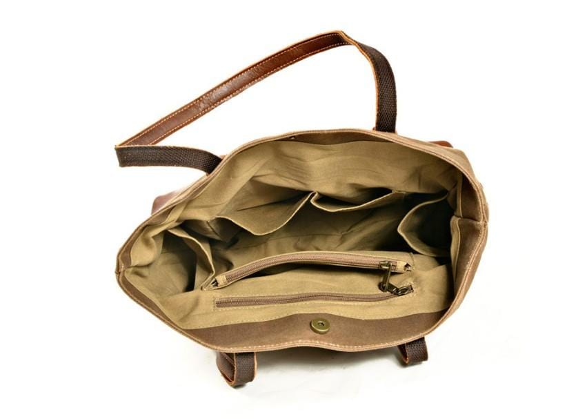 Stylish Canvas & Leather Tote Bag for Women - Fashionable Shoulder Handbag - Perfect for Work, Travel, and Everyday Use