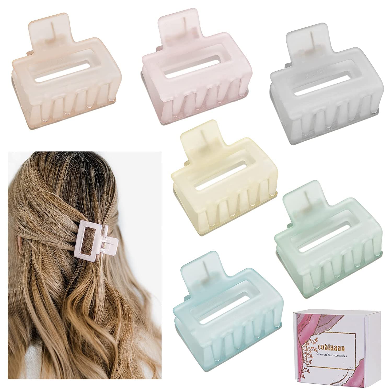 Glamifirsto Acrylic Square Small Hair Claw Clips for Women & Girls - Fashion Butterfly Barrettes Hair Clips (Set of 6) - Perfect for Updos, Ponytails, and Everyday Hairstyles