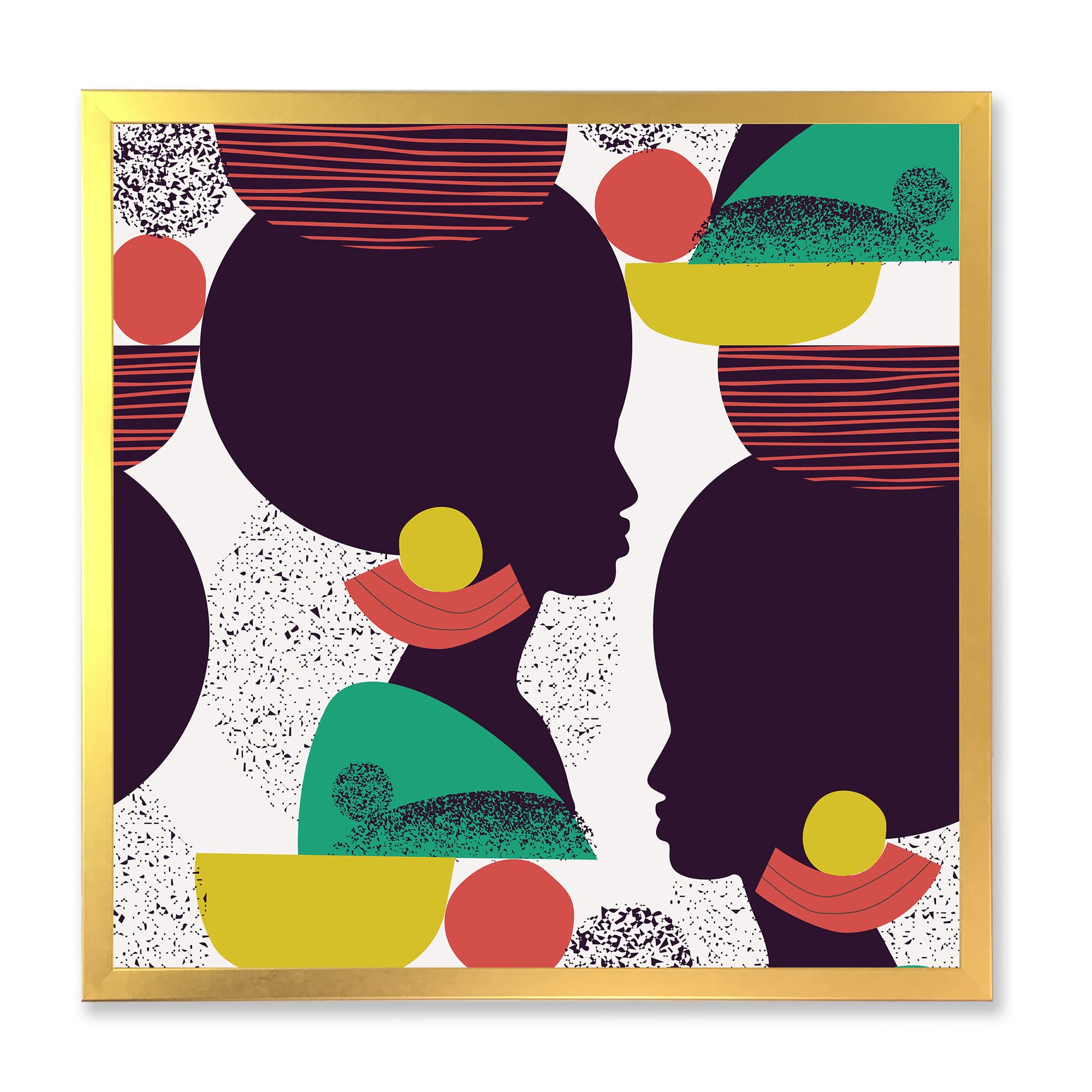 DesignQ Ethnic Geometric Silhouette of African American III - Modern Framed Wall Art for Living Room, Bedroom & Office Decor