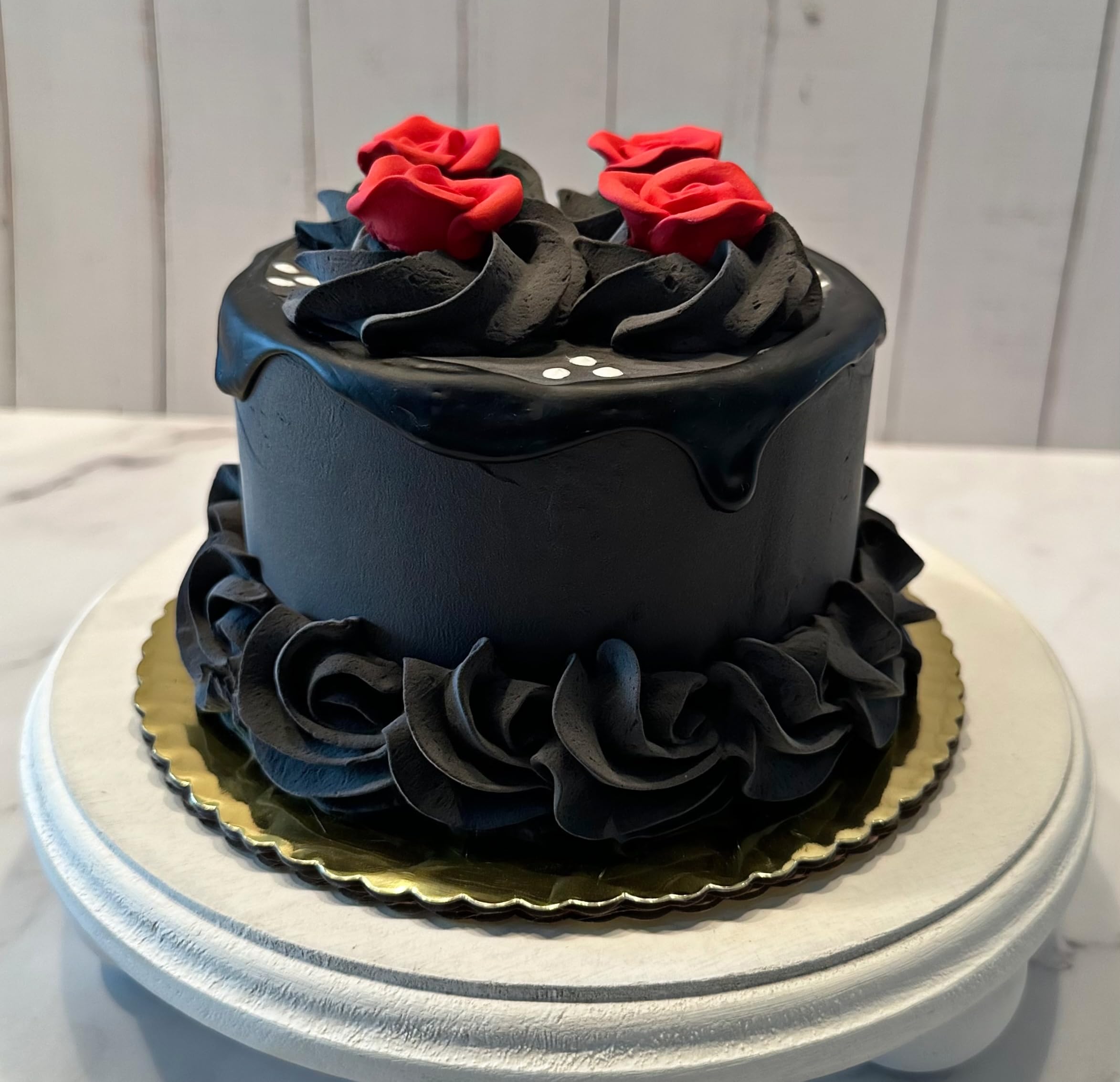 Handmade Fake Cake with Black & Red Drizzle - Artificial Decorative Cake by Dezicakes | Perfect for Wedding Centerpieces, Party Decor & Photo Props
