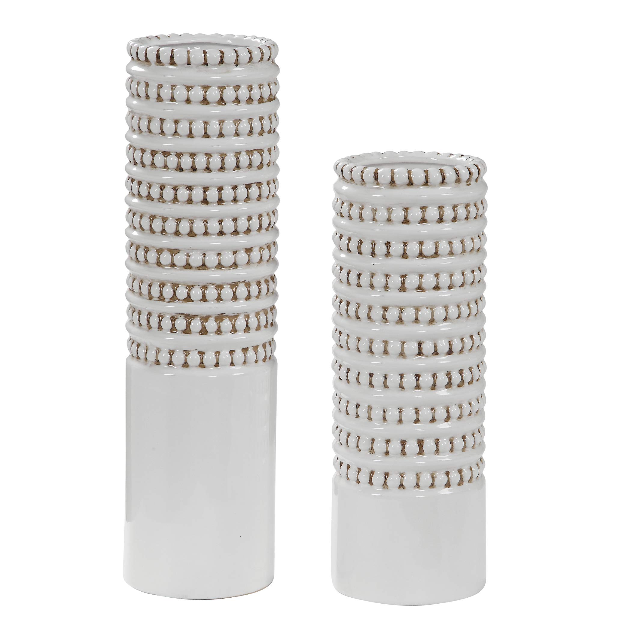 Angelou White Ceramic Vases Set of 2 - Modern Home Decor for Living Room, Bedroom & Wedding Centerpieces