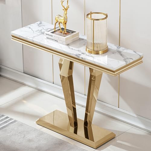 White Golden Console Table