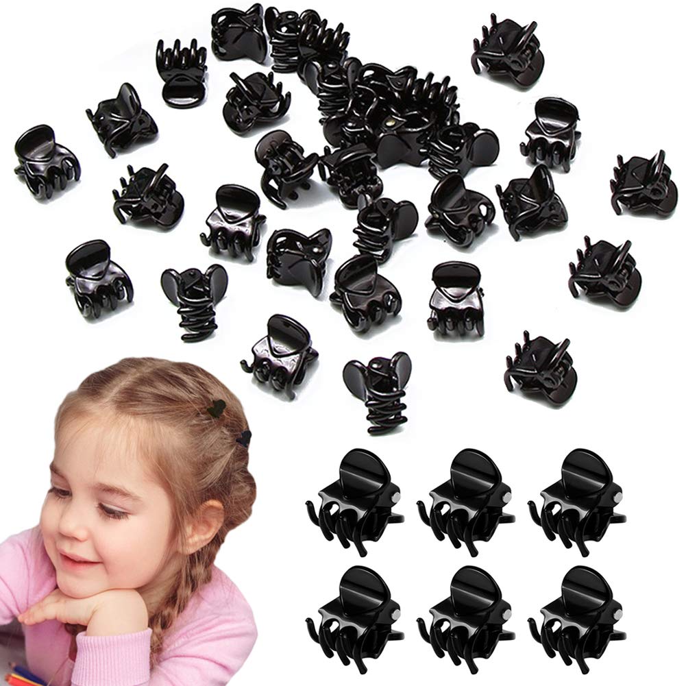 VEGCOO 60 Pcs Mini Hair Clips - Plastic Hair Claw Clips Pins for Women & Girls, Black Hair Clamps - Perfect for School, Work, and Everyday Hairstyling