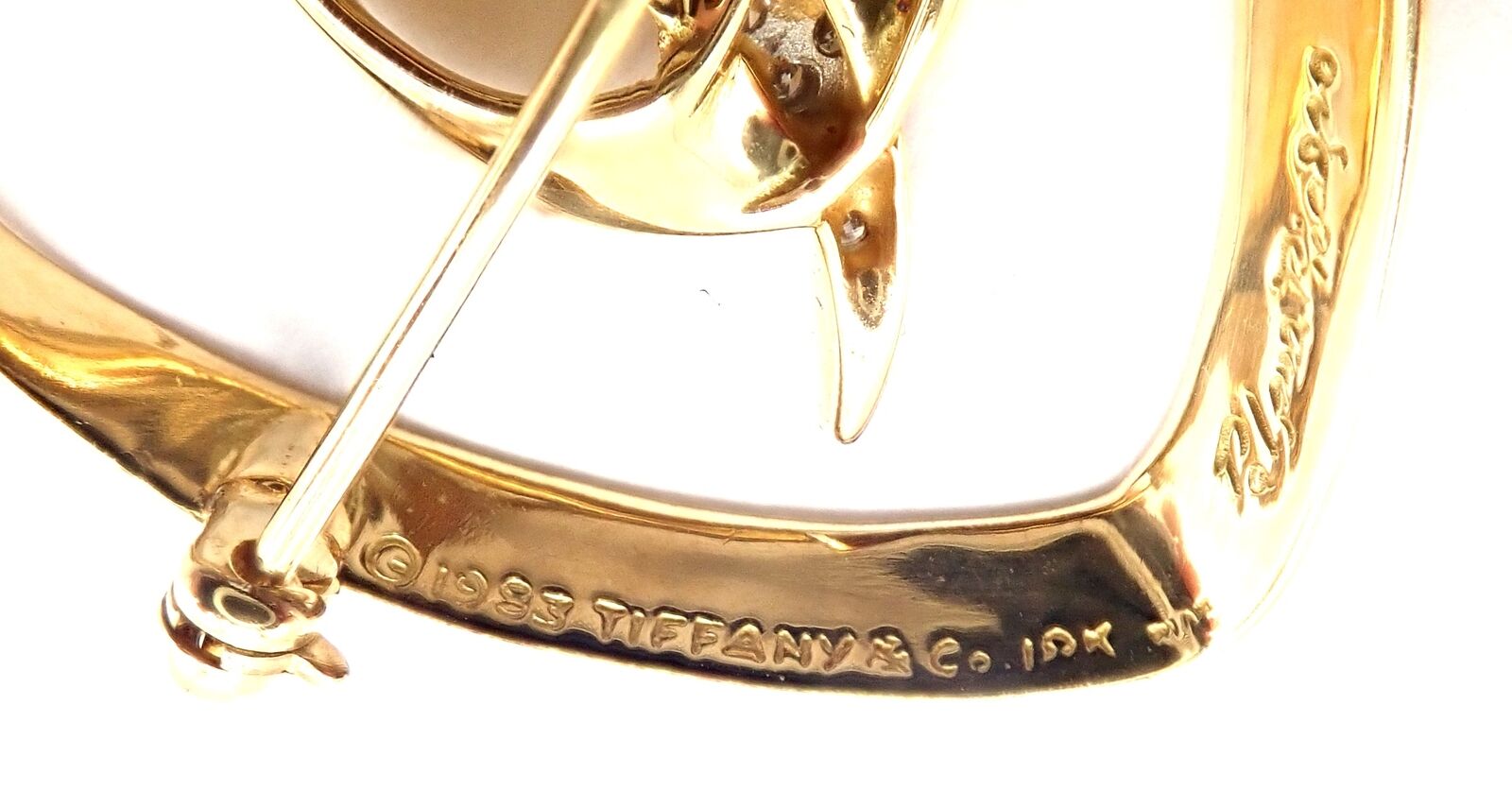 Authentic Tiffany & Co Paloma Picasso 18k Yellow Gold Diamond Heart Pin Brooch - Elegant Jewelry Gift for Women, Perfect for Weddings & Special Occasions