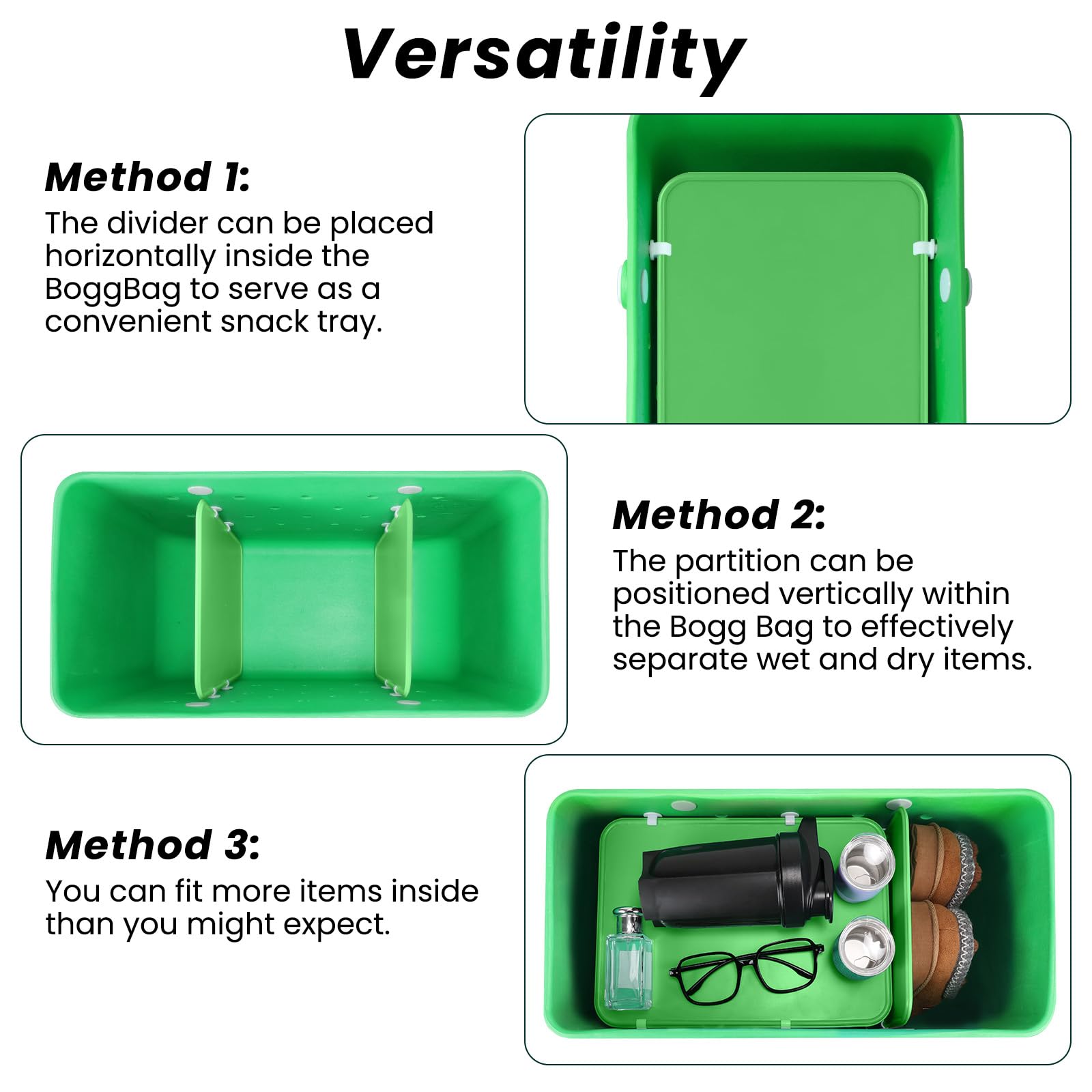 Bogg Bags Divider Tray - 2 Pack Large Organizer Inserts for Beach Tote | Waterproof Storage Compartments | Perfect for Pool, Beach Trips & Travel Accessories Organization