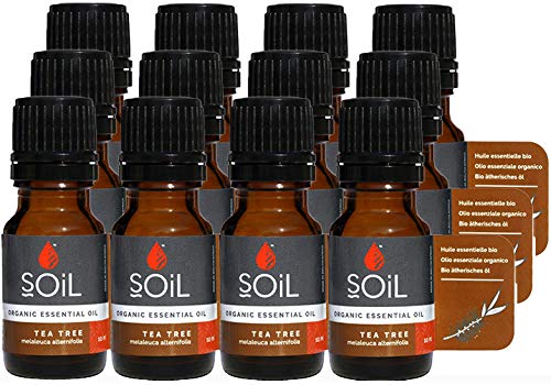 Organic Tea Tree Essential Oil (Melaleuca Alternifolia) - 100% Pure, Natural, Vegan & Non-GMO - USDA Certified Organic - 4oz (120ml) - 12-Pack of 10ml Bottles - Perfect for Aromatherapy, Skin Care & DIY Beauty Products