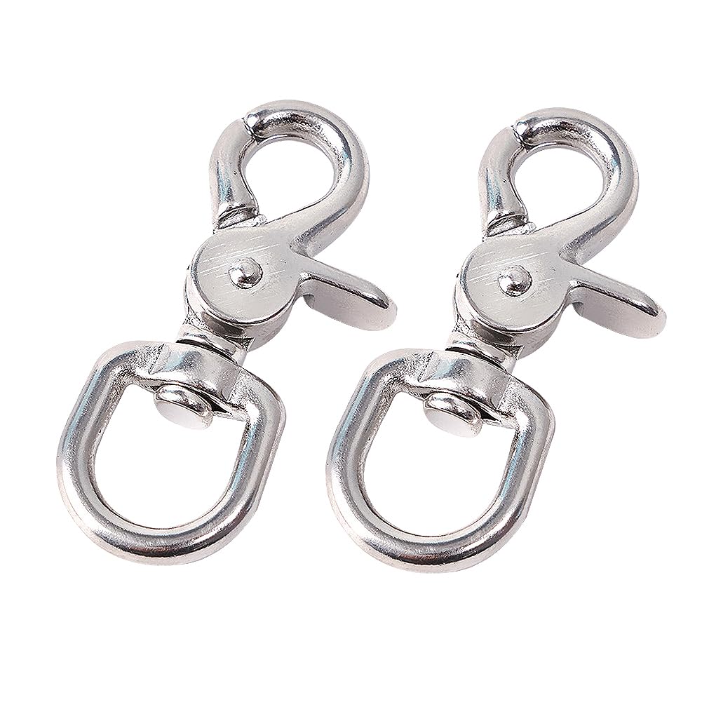 SiegYma 2Pcs Stainless Steel Swivel Trigger Snap Hooks - 16mm Marine Grade Dog Safety Clips for Flag Pole, Dog Leash, Cages & Outdoor Activities (Scissor Snaps Claw Clips) - Perfect for Camping, Hiking & Pet Safety