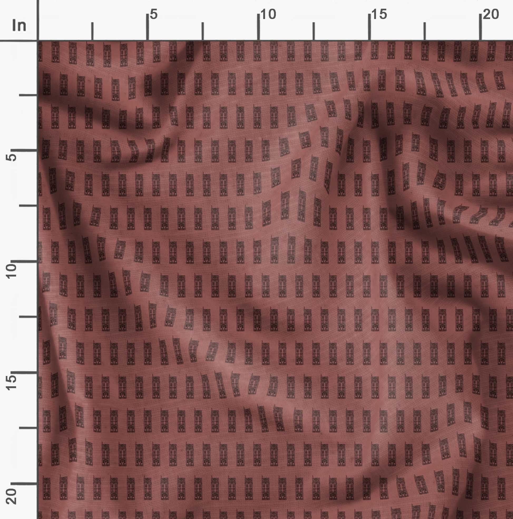Soimoi Poly Georgette Brown Fabric by The Yard - 52 Inch Wide Urban Tapestry Buildings Architectural Print Fabric for Dresses, Curtains & Home Decor - Architectural Marvels Woven into Urban Art Textile