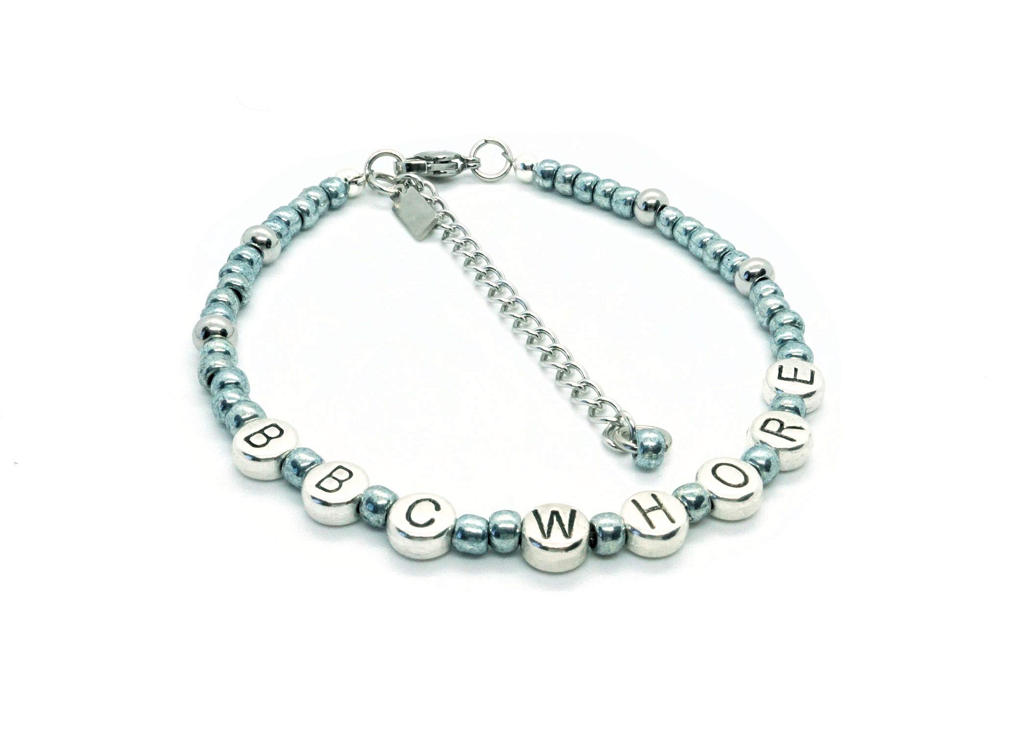 BBC Whore Anklet Blue Slate - Adjustable Swingers & Cuckold Jewelry for Women - Perfect for Fetish Parties & Roleplay Scenes