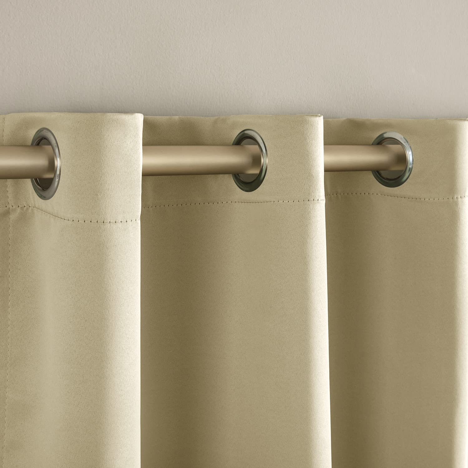 XTMYI 2 Panels Grommet Short Curtains for Bedroom & Living Room - Thermal Insulated Heat Reflective Sun Blocking Neutral Bay Window Curtains, 48 Inch Length, Beige - Perfect for Energy Efficiency and Privacy in Home Decor