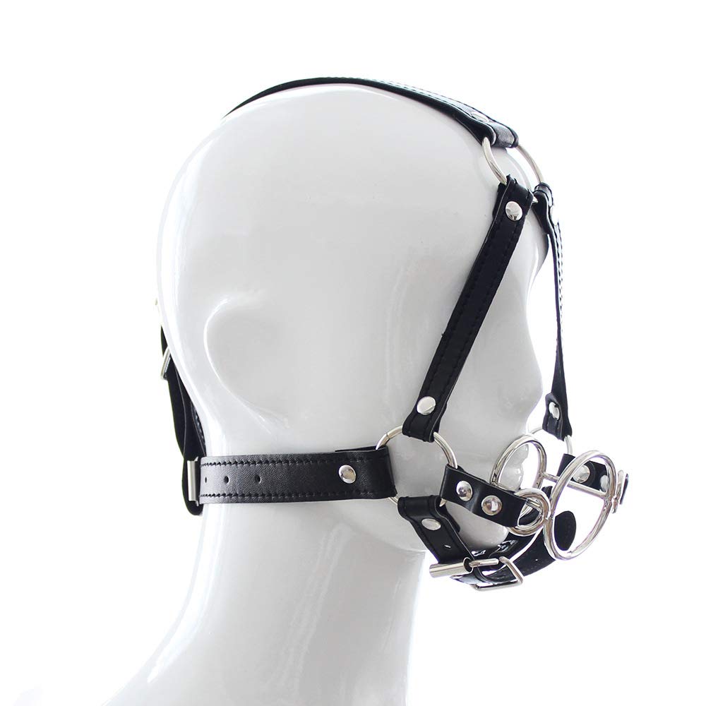 BDSM O-Ring Gag Adjustable Dildo Ring Mouth Gag - SM Fetish Head Harness Belt for Men & Women - Bondage Restraints Sex Toy for Couples Roleplay - Perfect for BDSM Play, Erotic Scenes and Spicy Bedroom Adventures