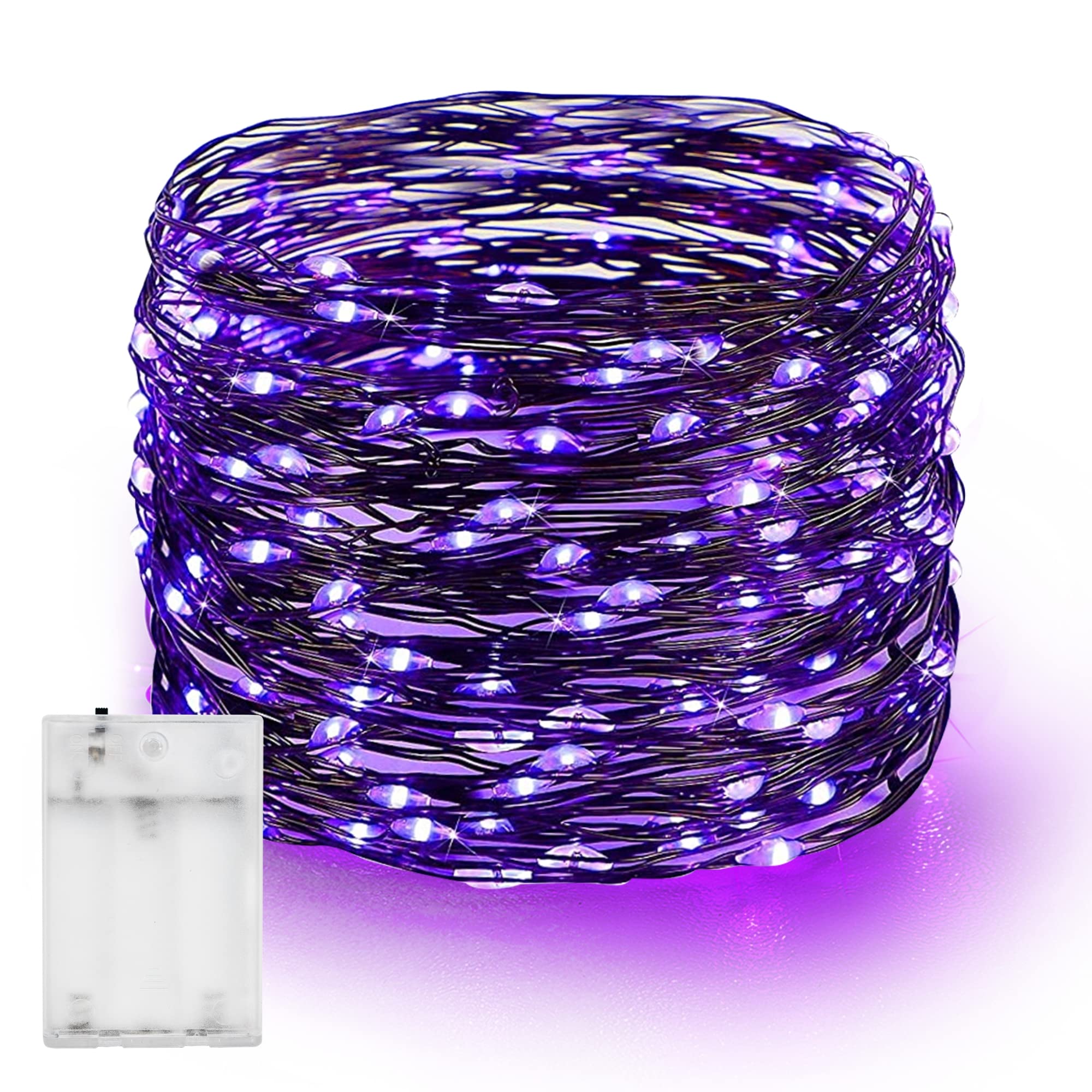 Dazzle Bright Fairy String Lights - 20 FT 60 LED Copper Wire Battery Operated Waterproof Lights for Christmas, Indoor Home, Room, Outdoor Garden, Patio & Party Decor (Purple, 1 Pack) | Perfect for Weddings, Bedroom Ambiance, and Holiday Festivities