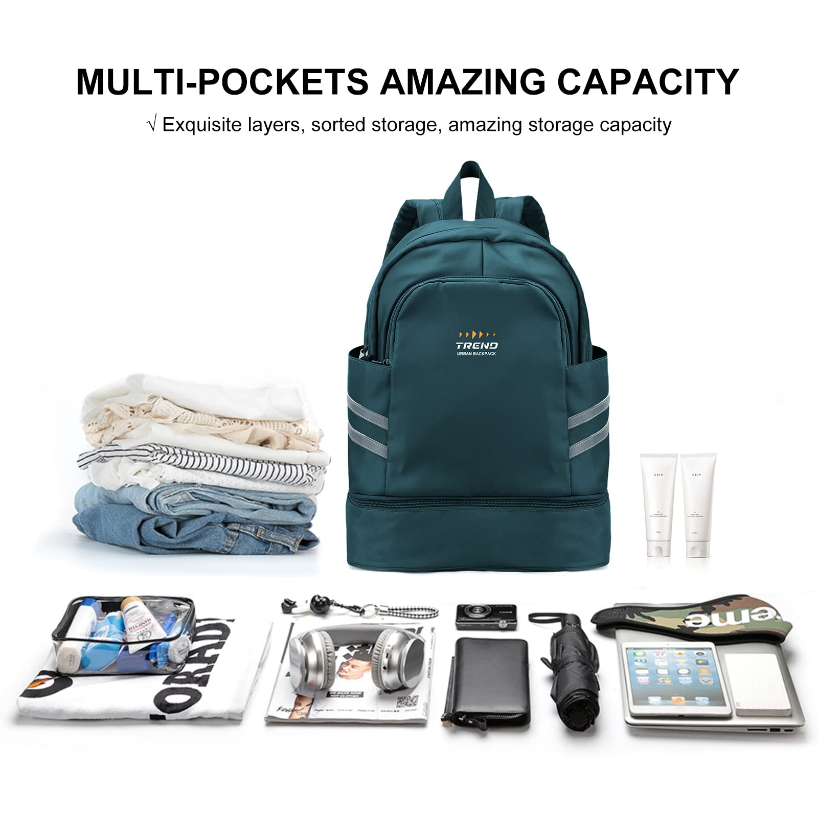 Women's Gym Backpack with Shoe Compartment & Wet Pocket - Large Water Resistant Sports Backpack for Travel, Swimming & Workout | Perfect for Gym, Yoga, Beach & Outdoor Activities